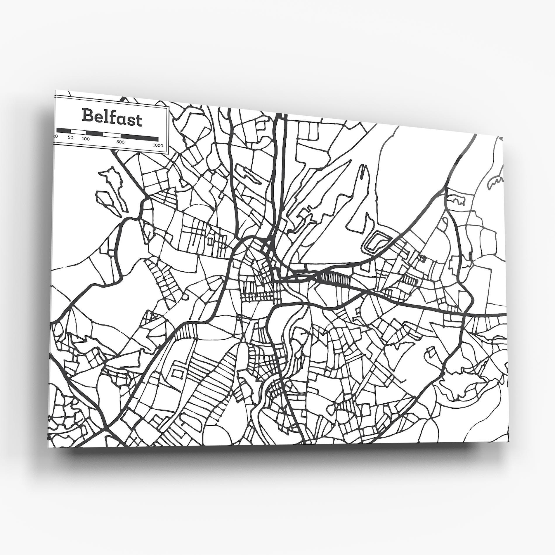 Glasbild Belfast Map mockup 6