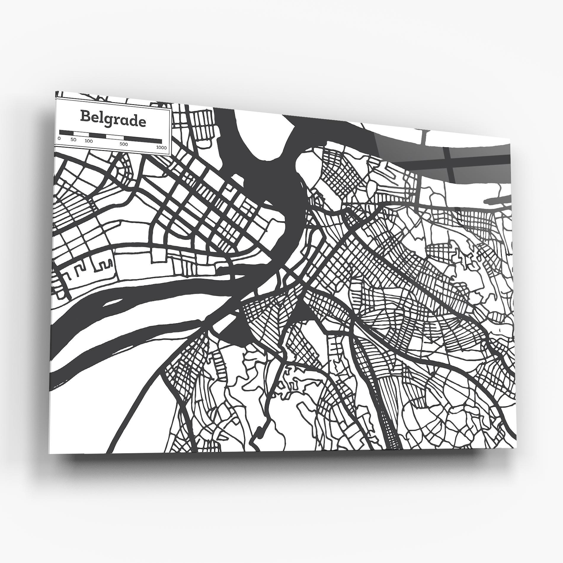 Glasbild Belgrade Map mockup 6