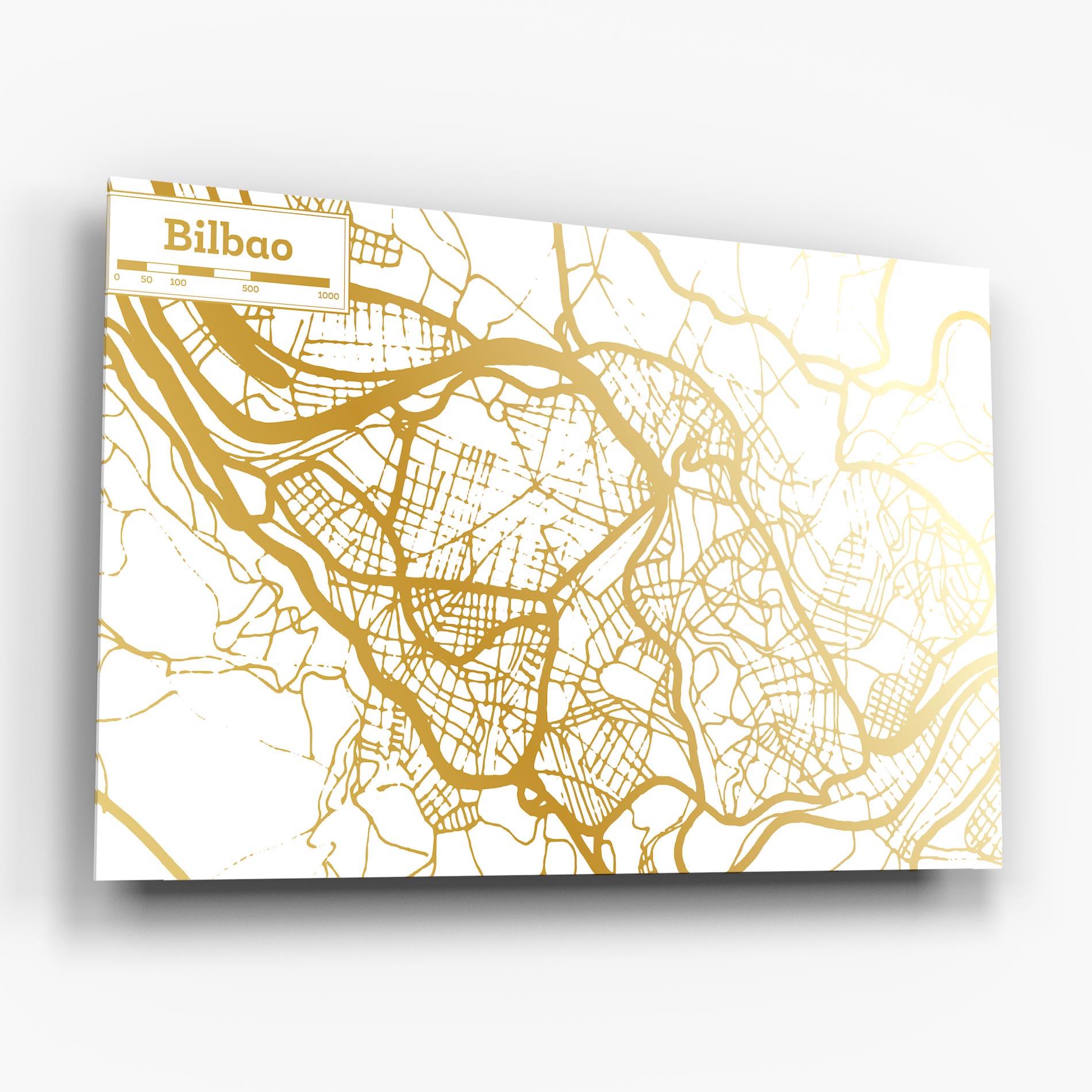 Glasbild Bilbao Gold Map mockup 6
