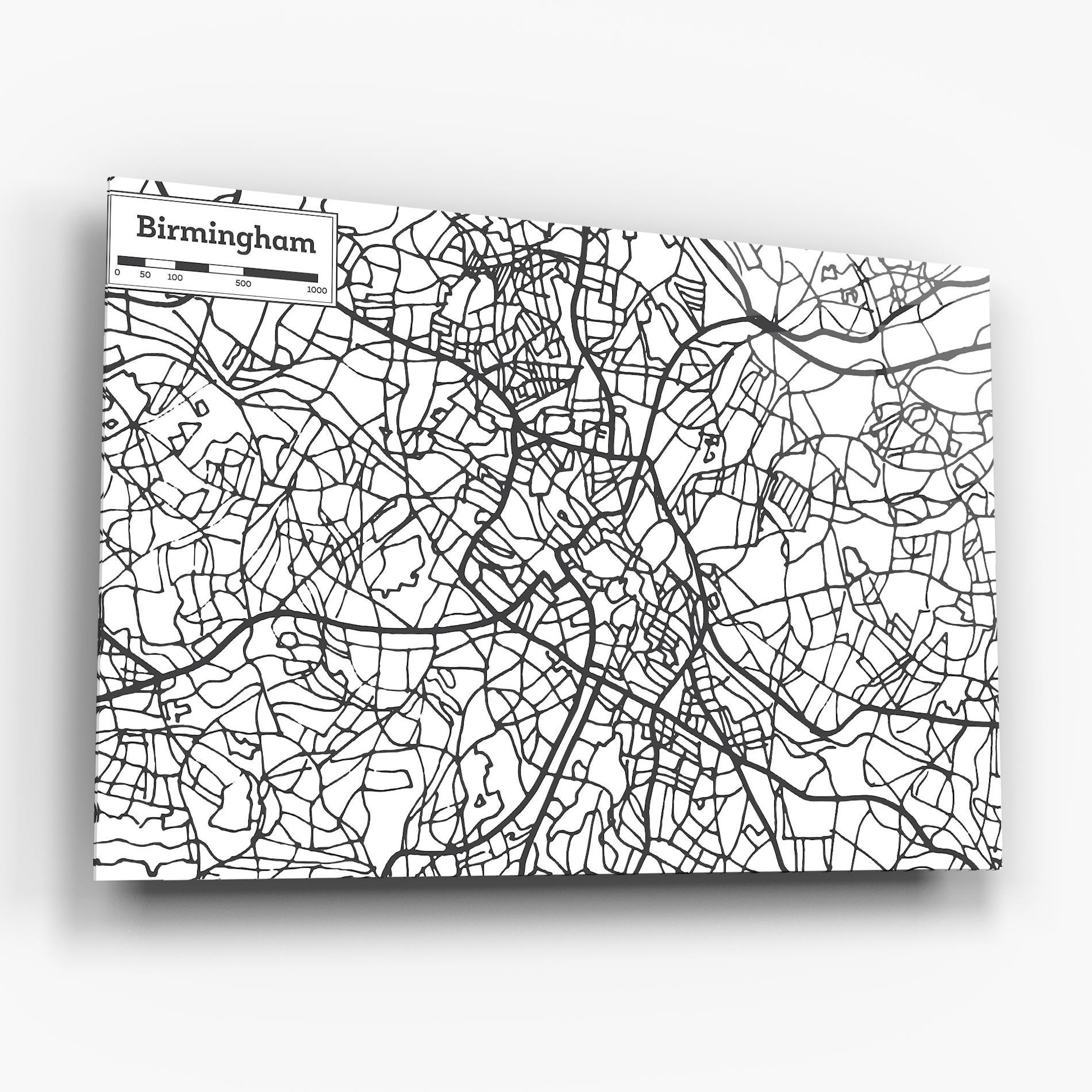 Glasbild Birmingham Map mockup 6