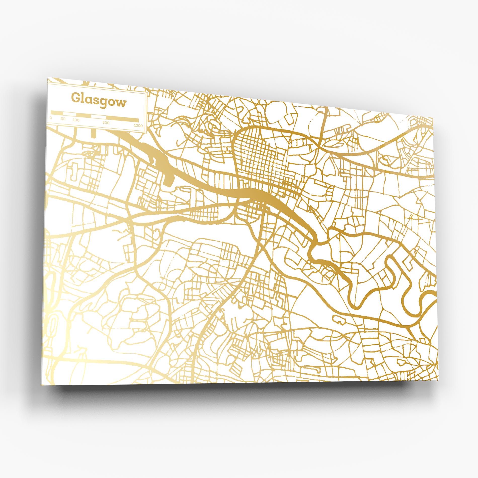 Glasbild Glasgow Gold Map mockup 6