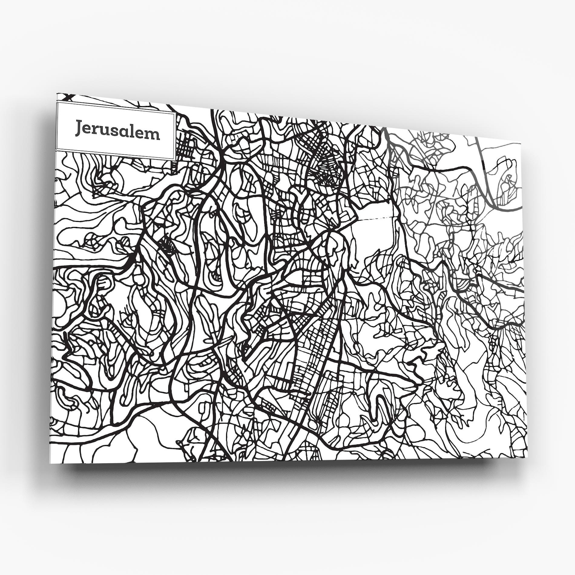 Glasbild Jerusalem Map mockup 6