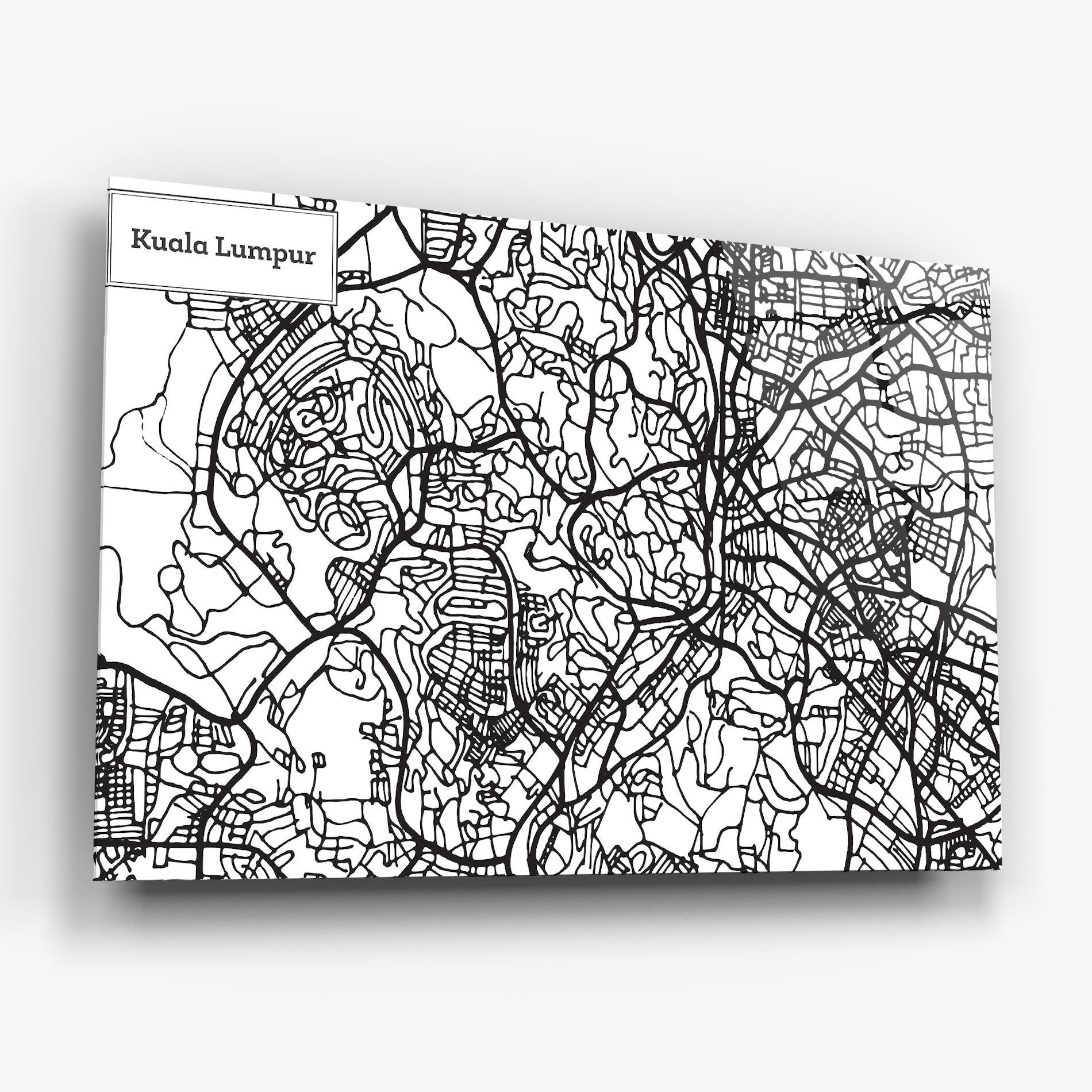 Glasbild Kuala Lumpur Map mockup 6