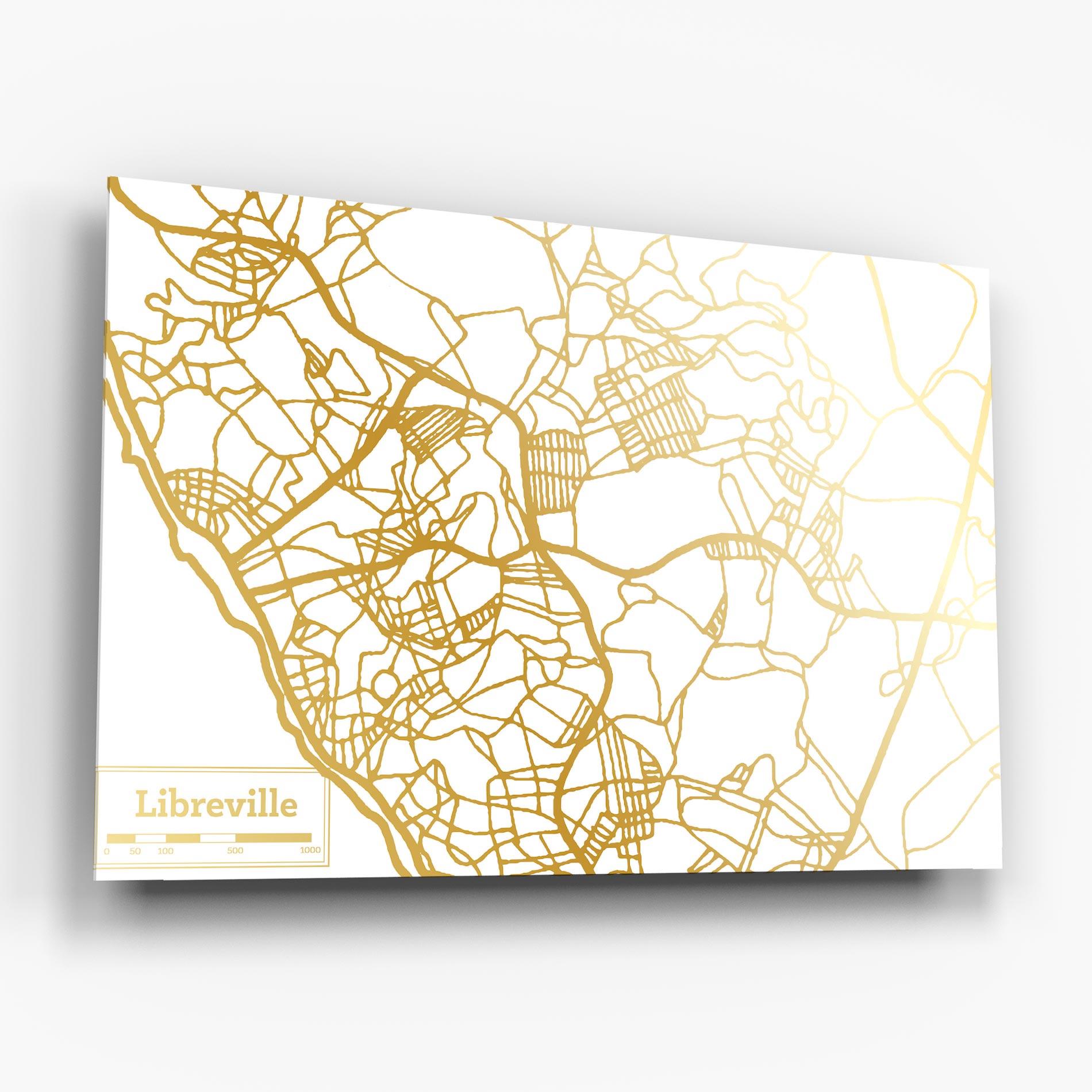 Glasbild Libreville Gold Map mockup 6