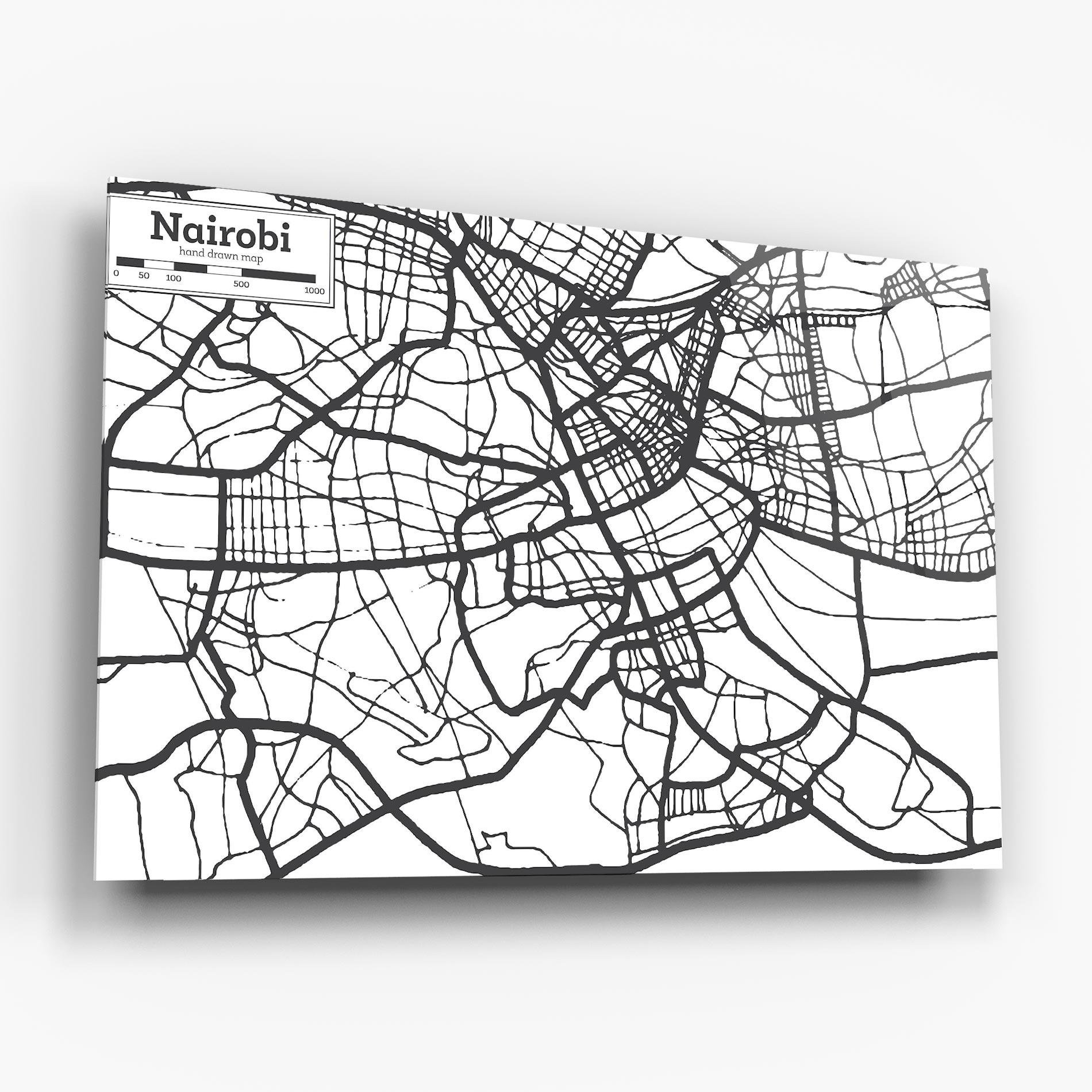 Glasbild Nairobi Map mockup 6