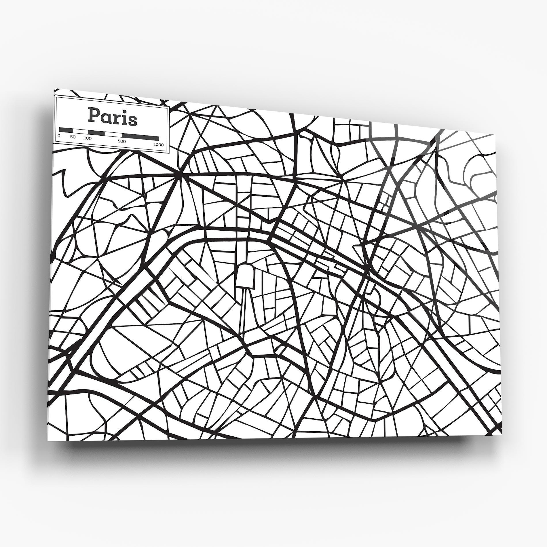 Glasbild Paris Map mockup 6