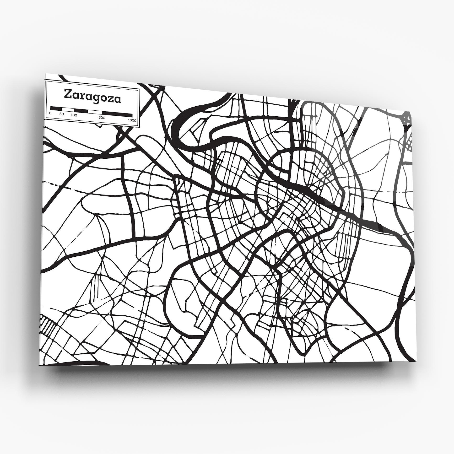 Glasbild Zaragoza City Map mockup 6