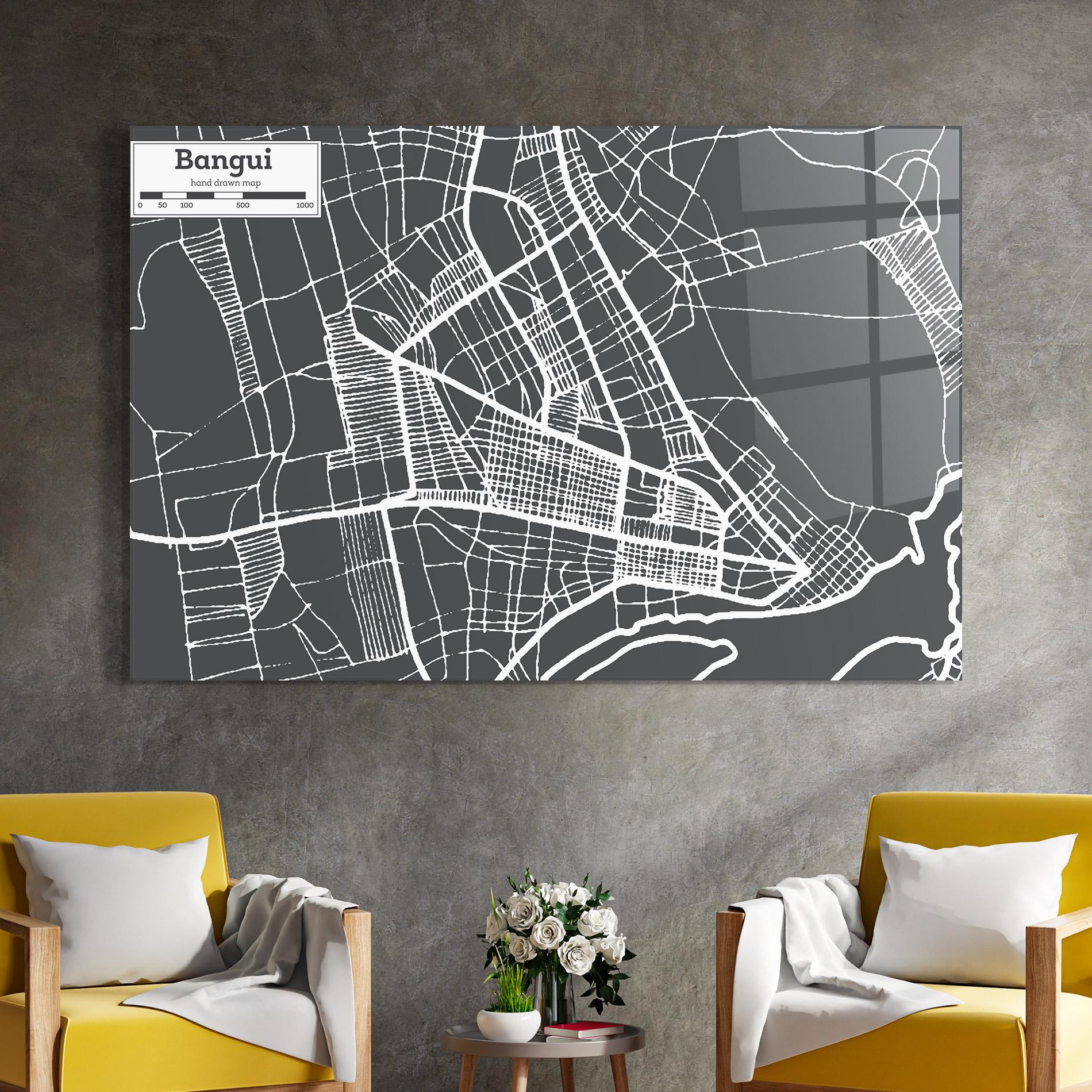 Glasbild Bangui Map mockup 4