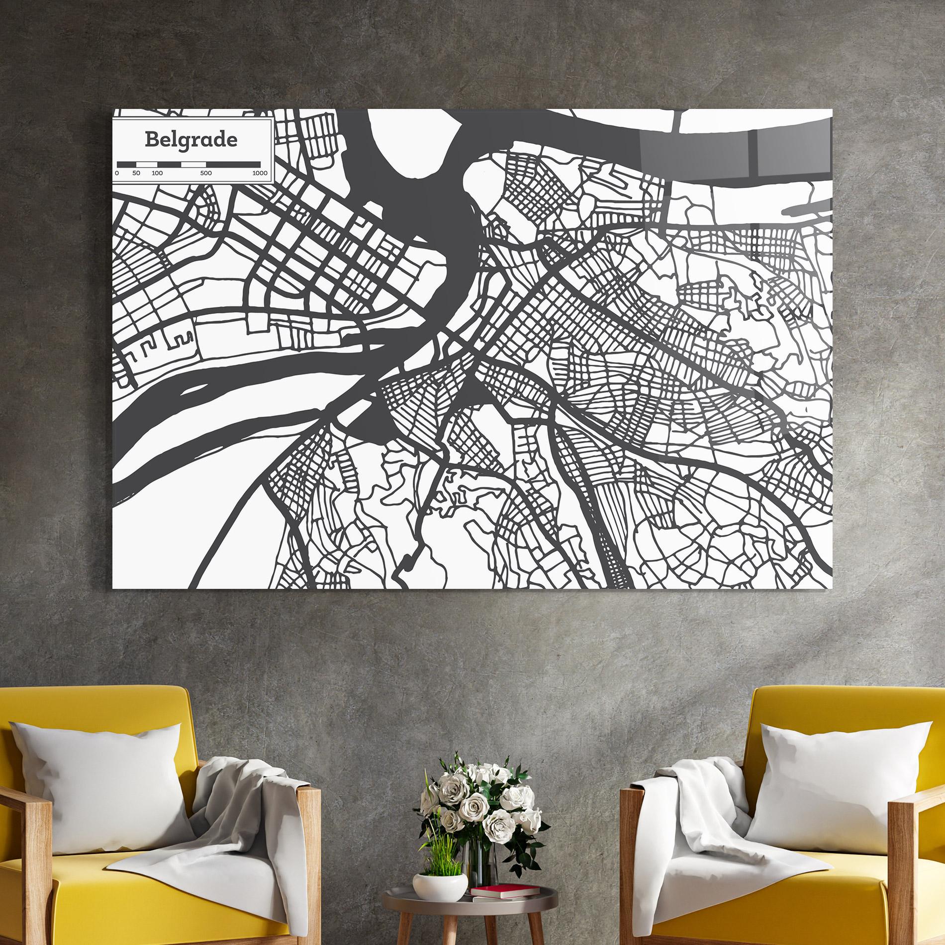 Glasbild Belgrade Map mockup 4