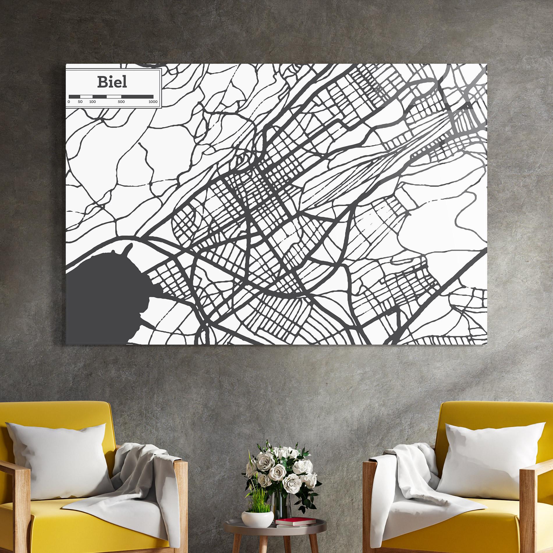 Glasbild Biel Map mockup 4