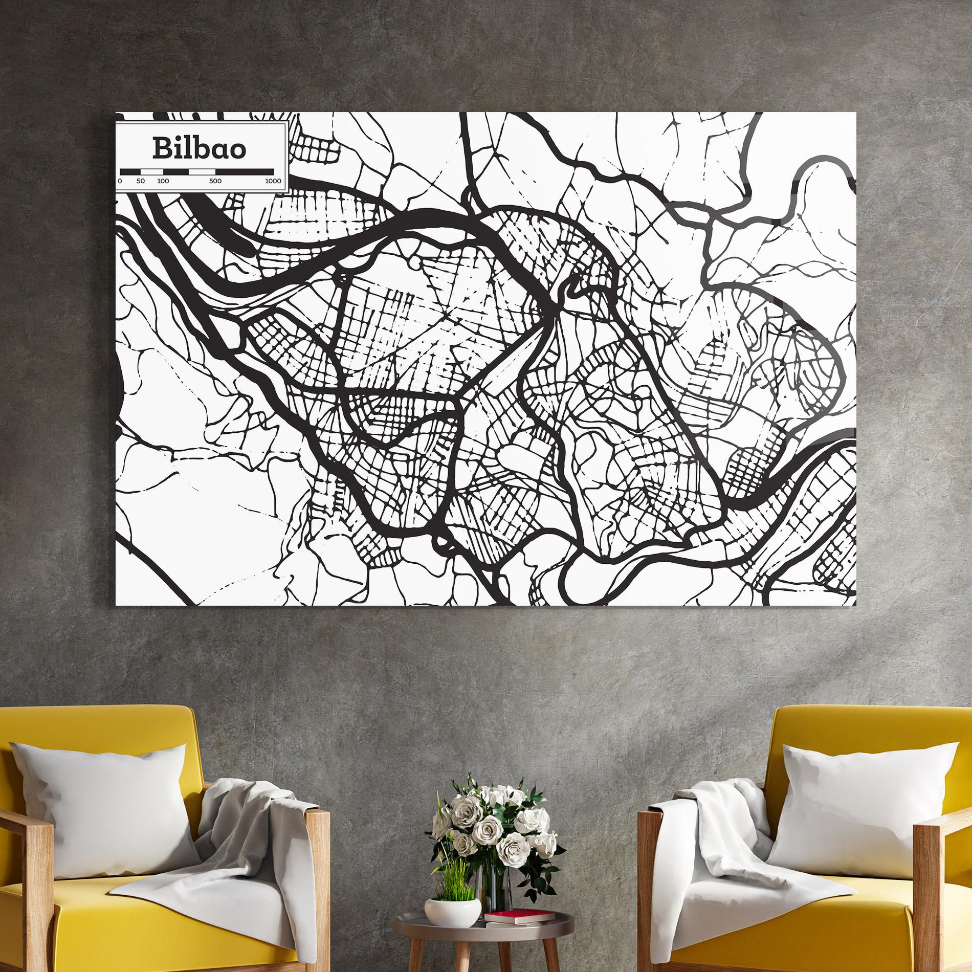 Glasbild Bilbao Map mockup 4