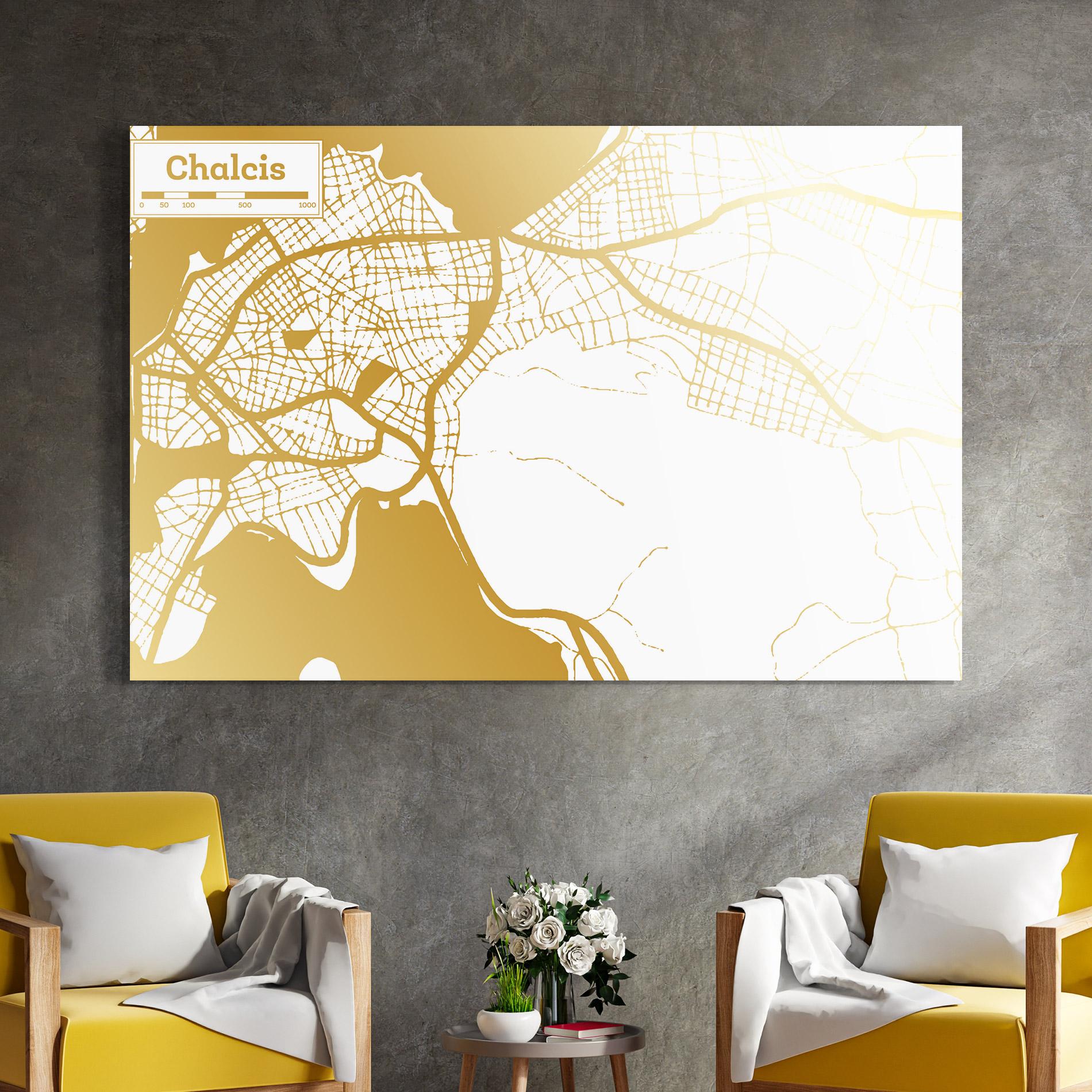 Glasbild Chalcis Gold Map mockup 4