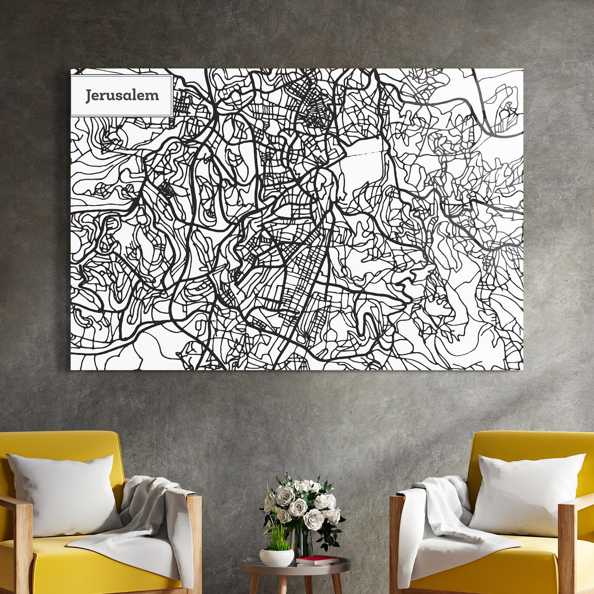 Glasbild Jerusalem Map mockup 4