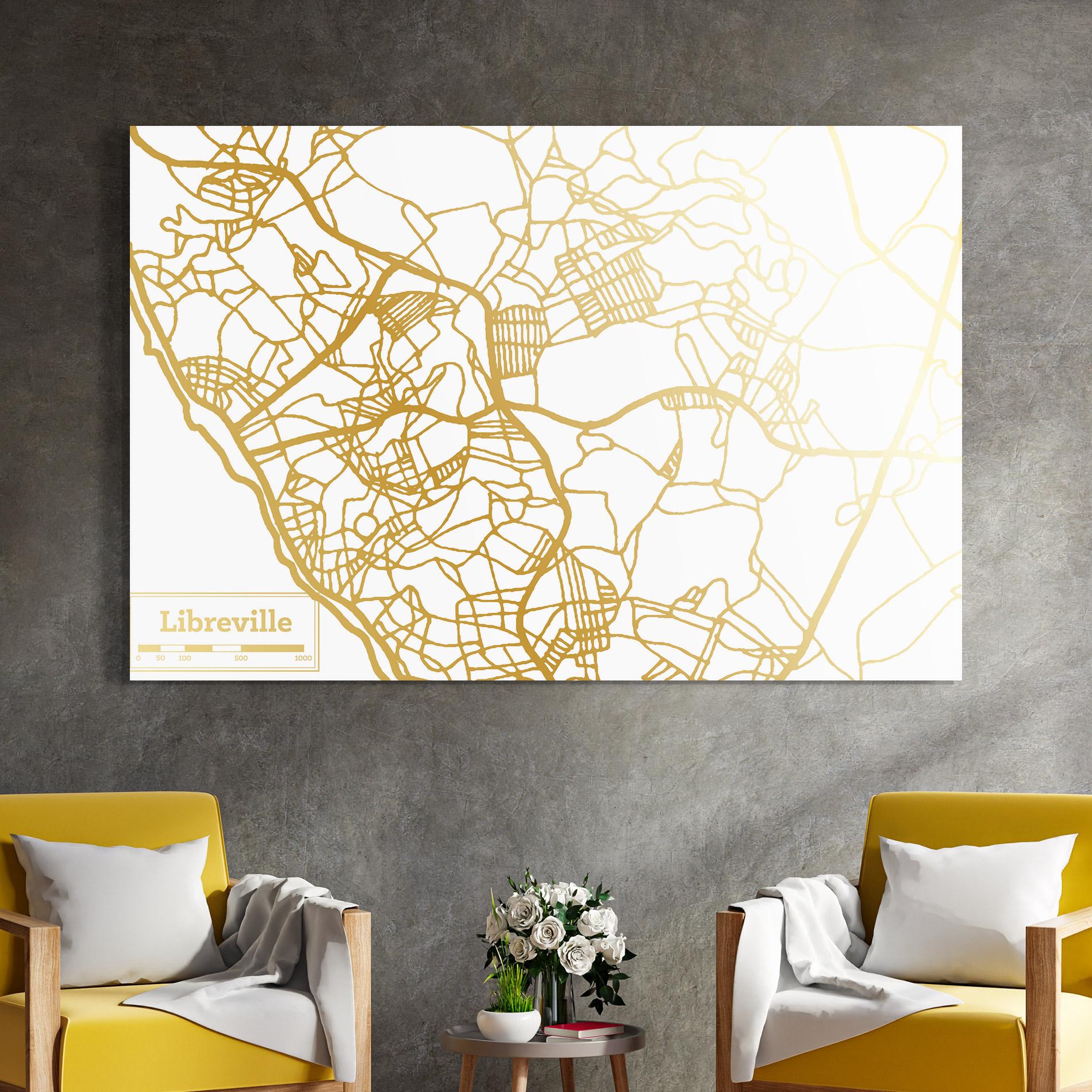 Glasbild Libreville Gold Map mockup 4