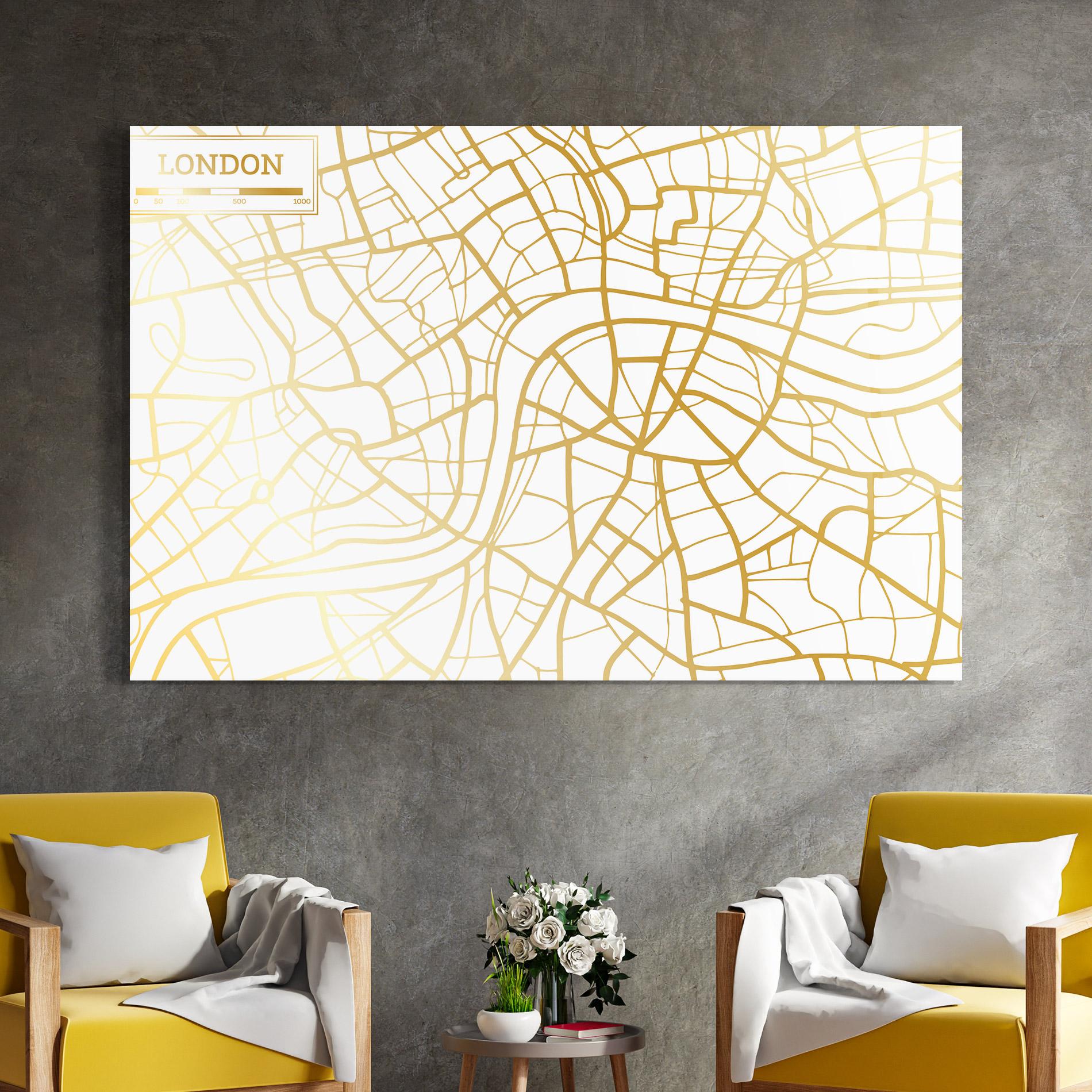 Glasbild London Gold Map mockup 4