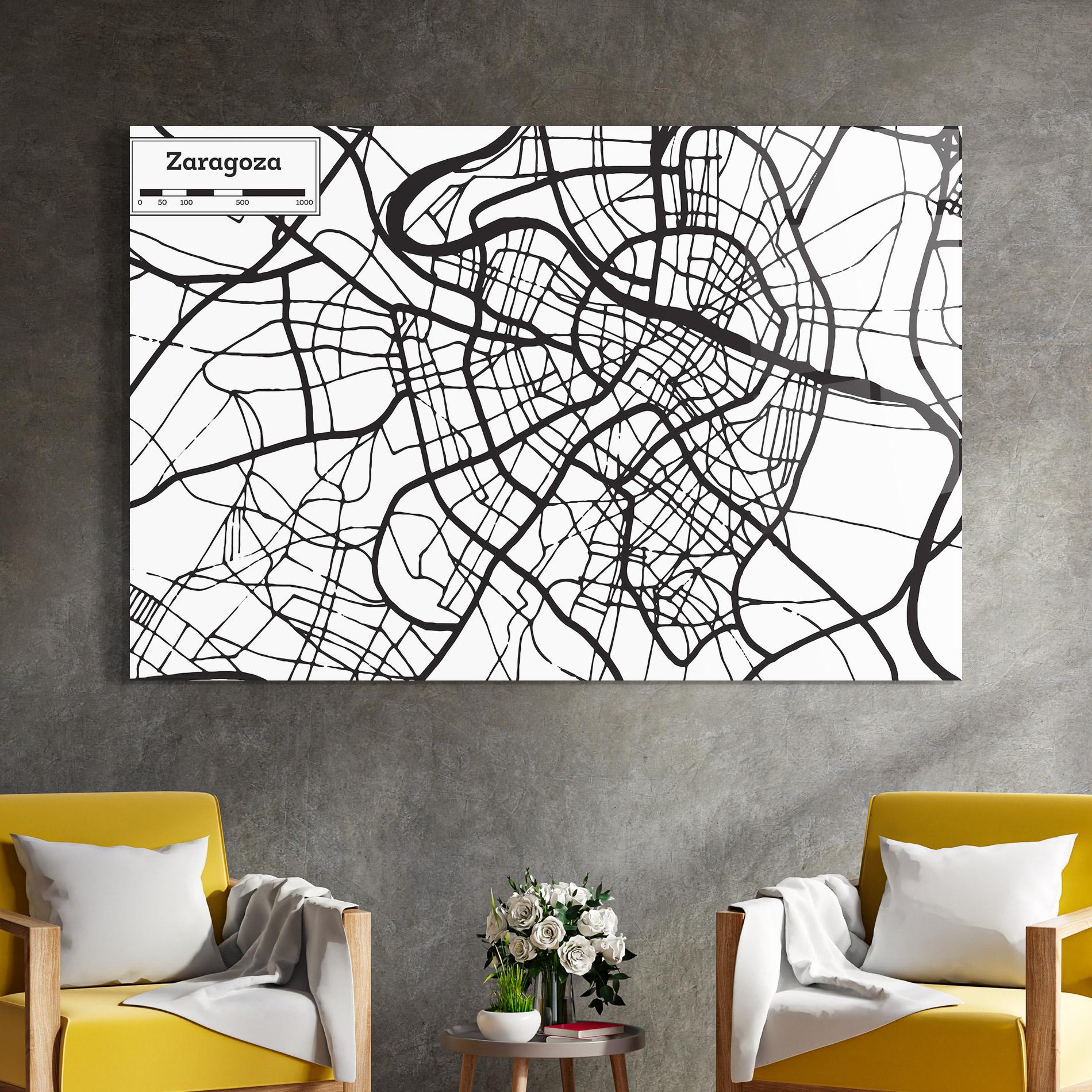 Glasbild Zaragoza City Map mockup 4