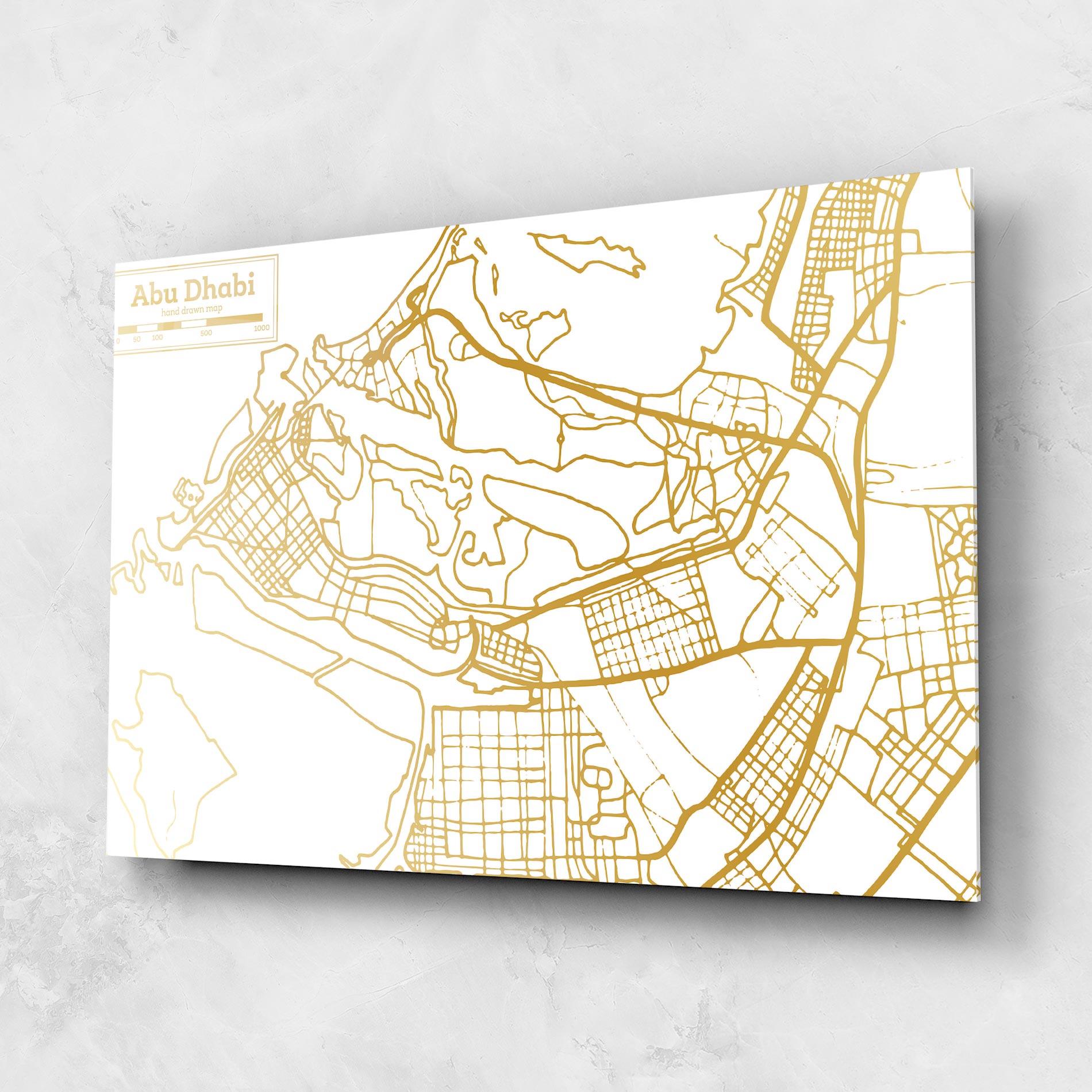 Glasbild Abu Dhabi Map mockup 1