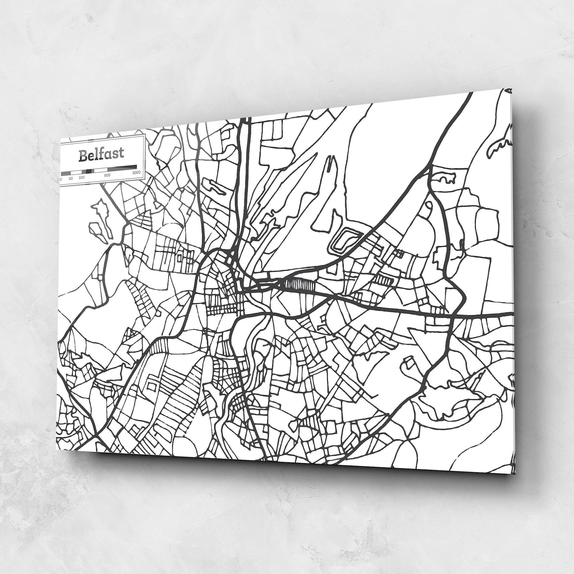 Glasbild Belfast Map mockup 1