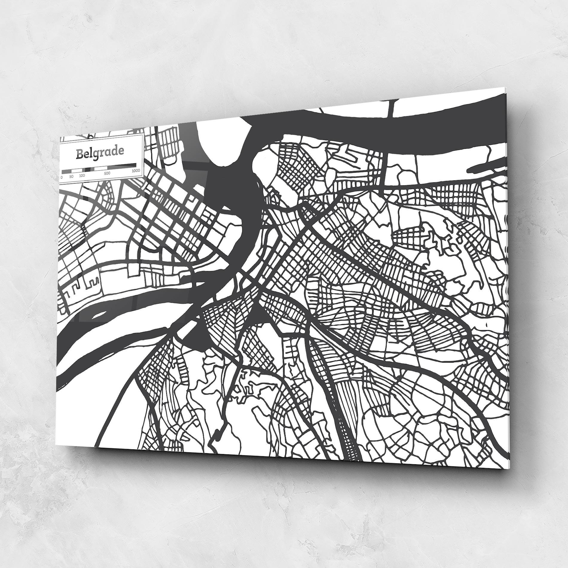 Glasbild Belgrade Map mockup 1
