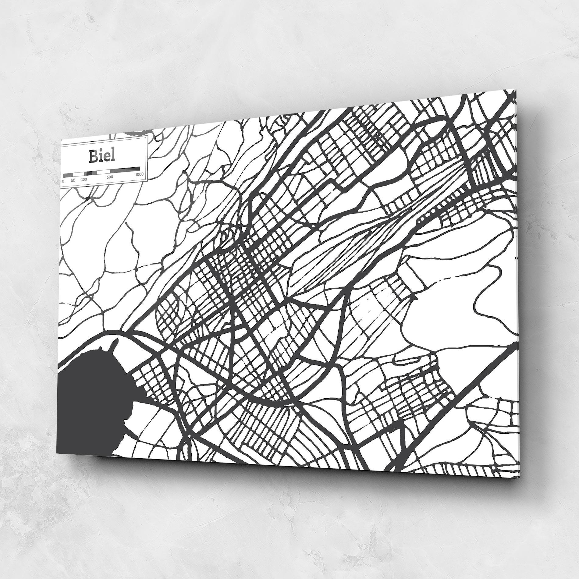 Glasbild Biel Map mockup 1