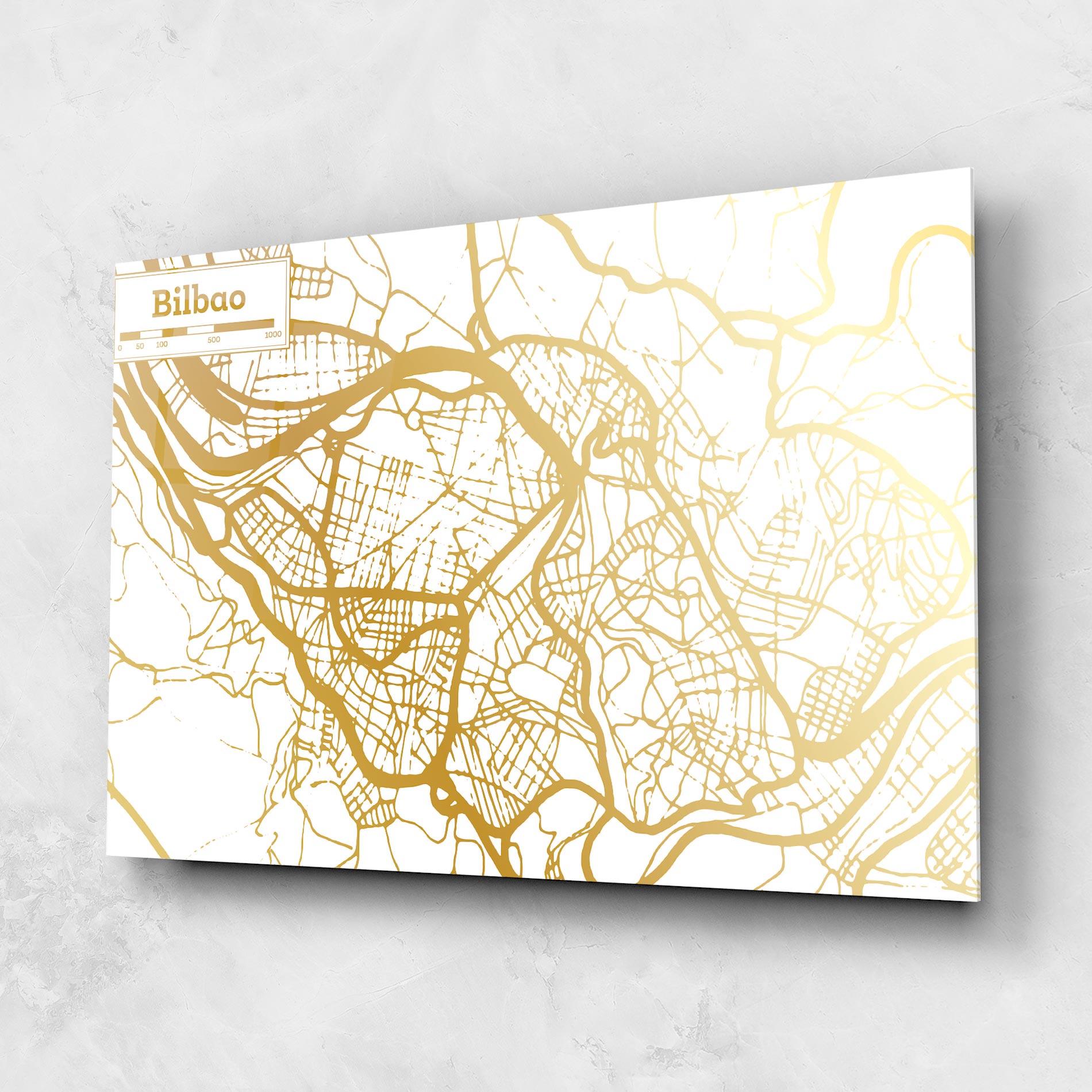 Glasbild Bilbao Gold Map mockup 1