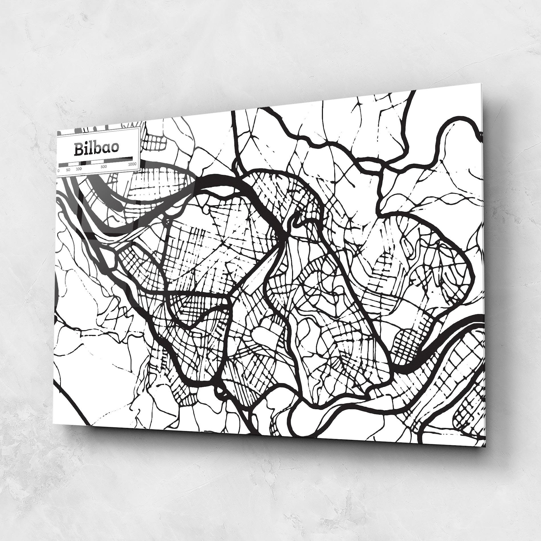 Glasbild Bilbao Map mockup 1