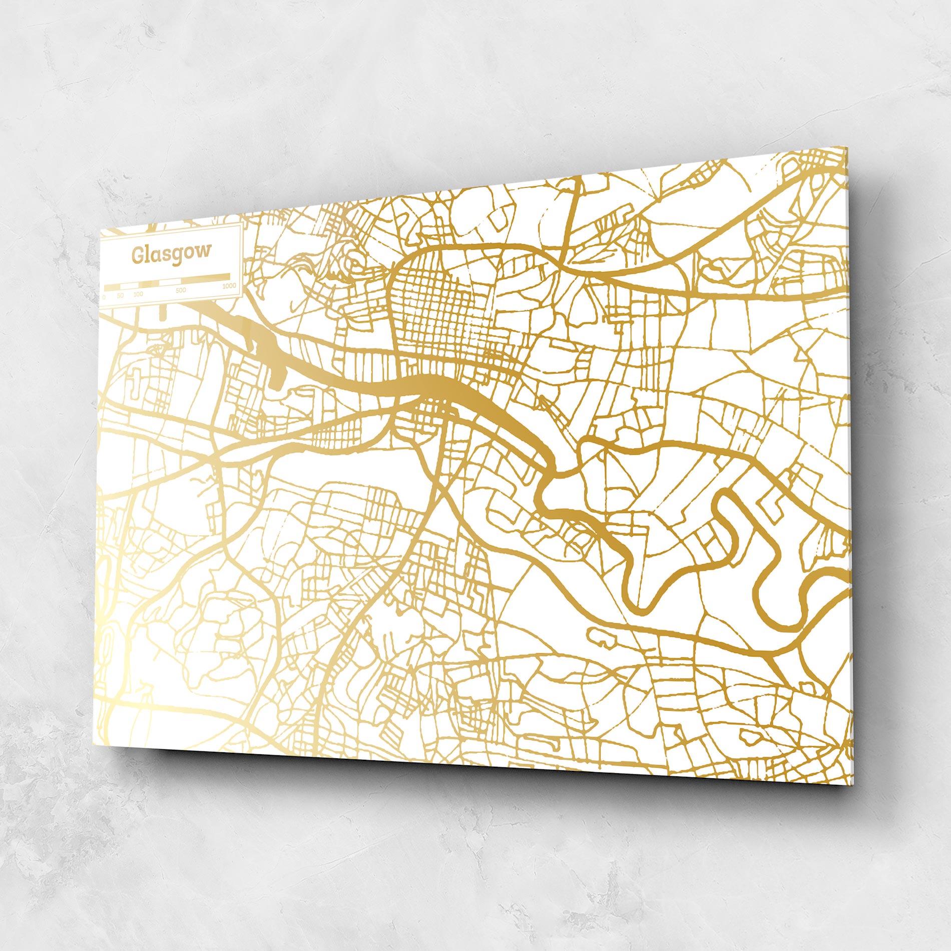 Glasbild Glasgow Gold Map mockup 1