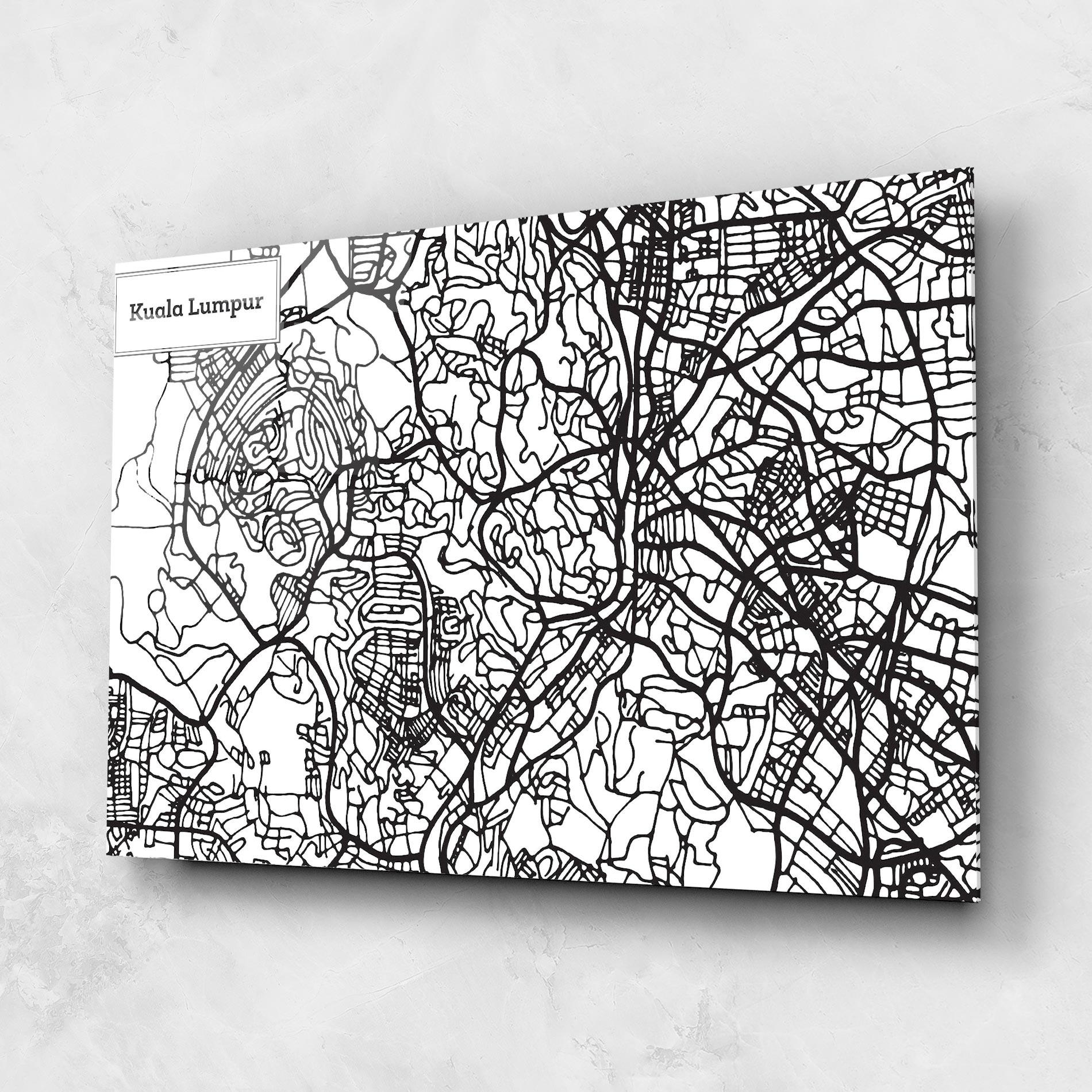 Glasbild Kuala Lumpur Map mockup 1