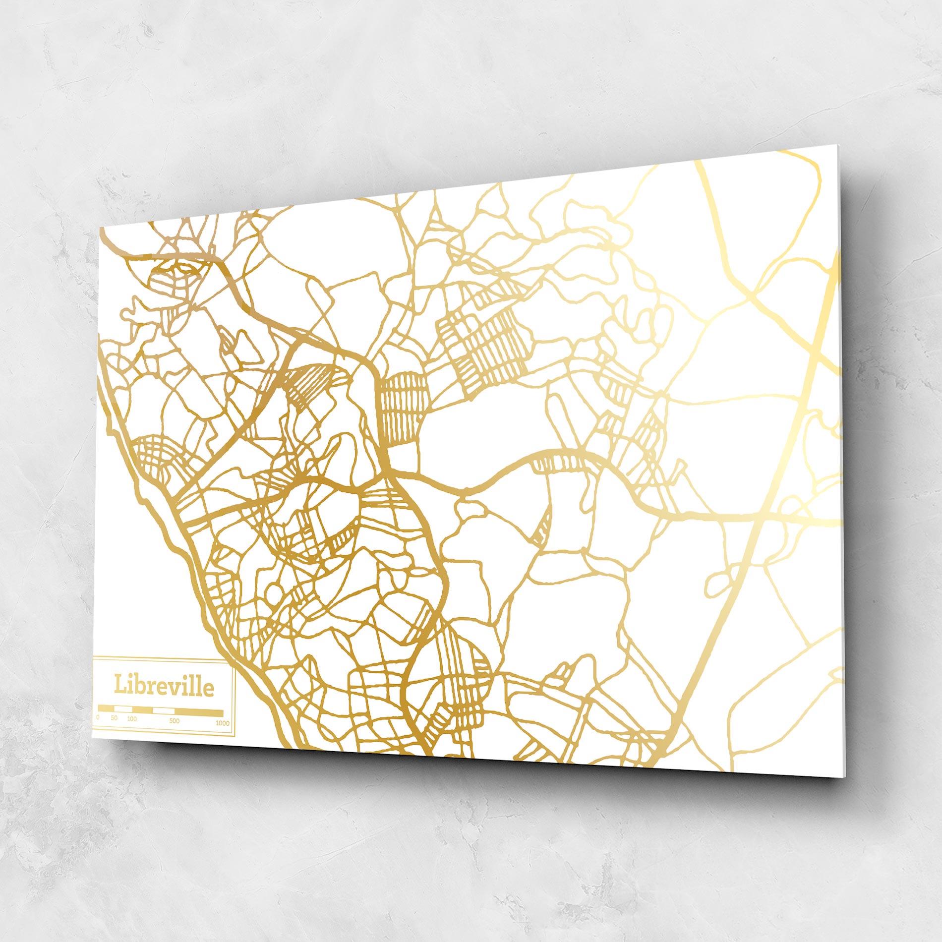 Glasbild Libreville Gold Map mockup 1