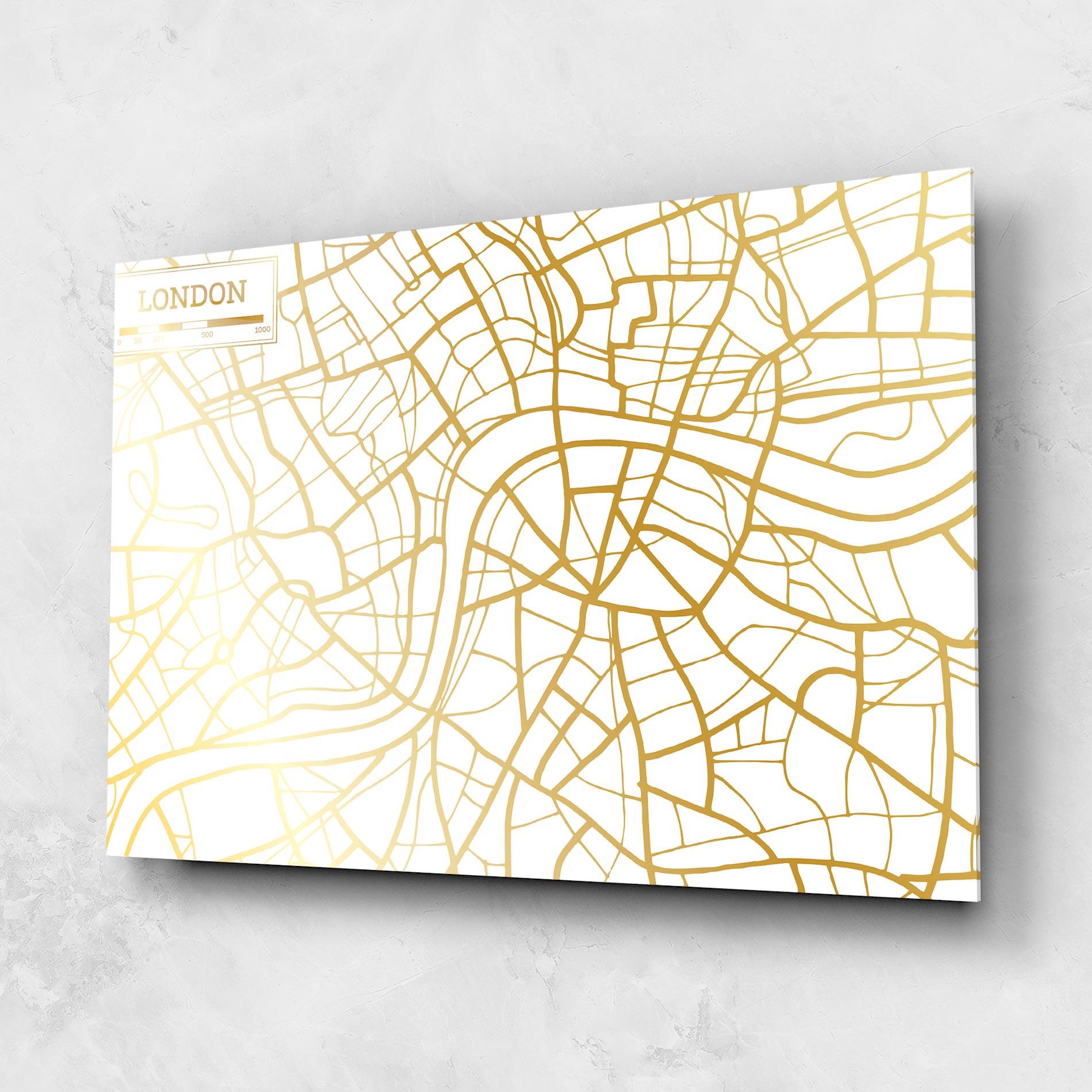 Glasbild London Gold Map mockup 1