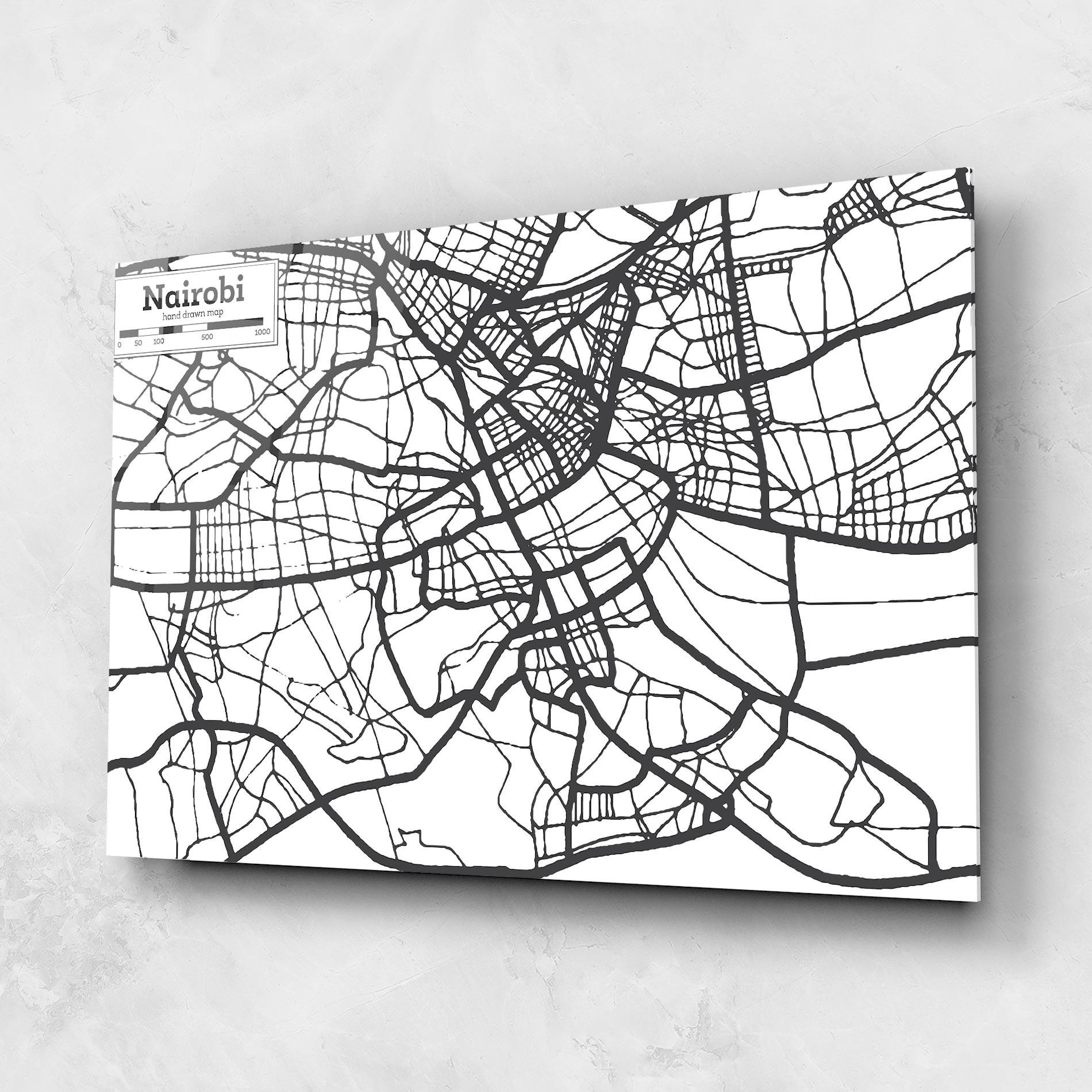 Glasbild Nairobi Map mockup 1