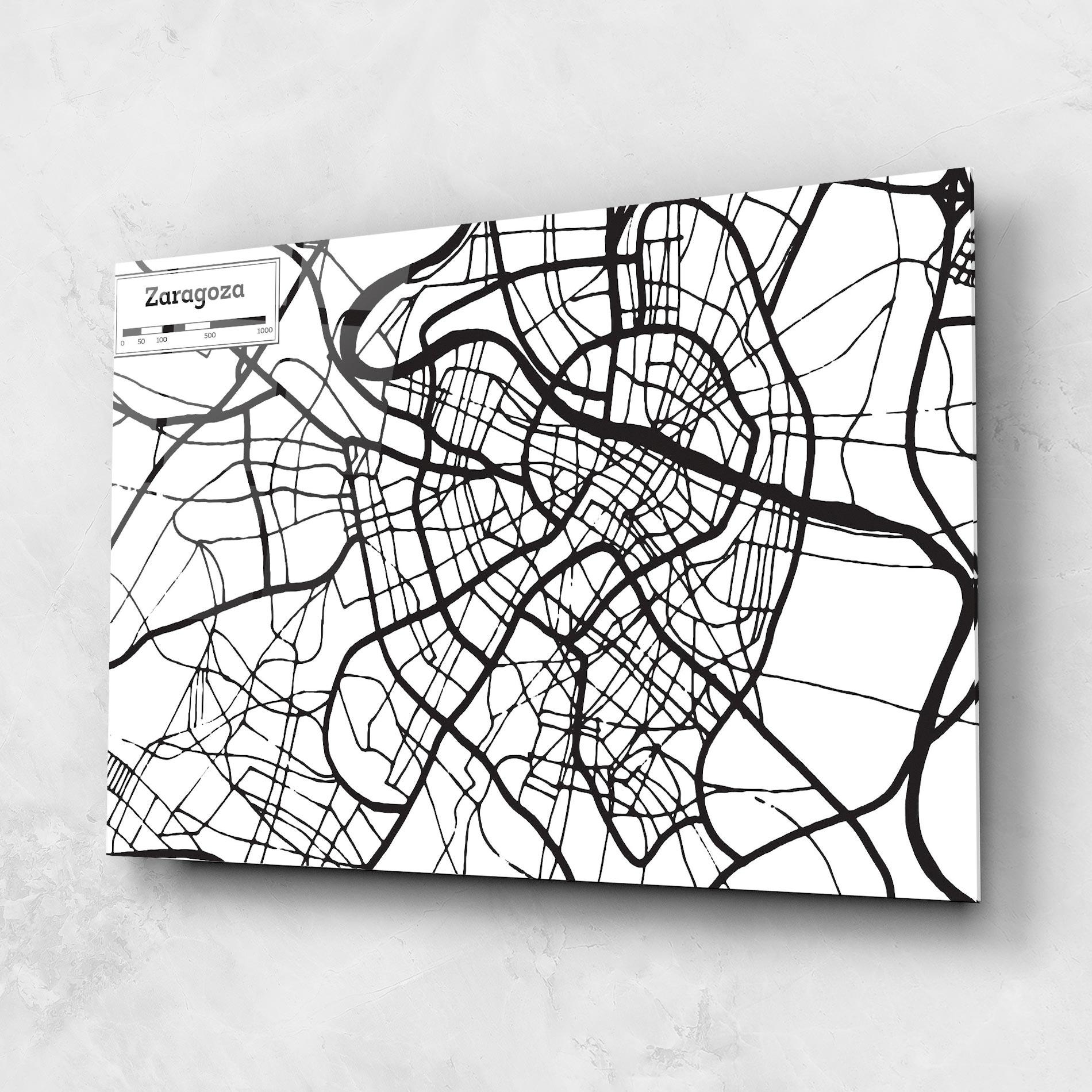 Glasbild Zaragoza City Map mockup 1