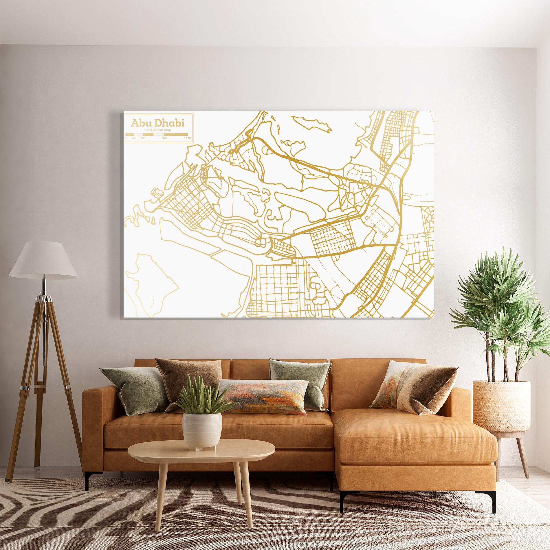 Glasbild Abu Dhabi Map mockup 7