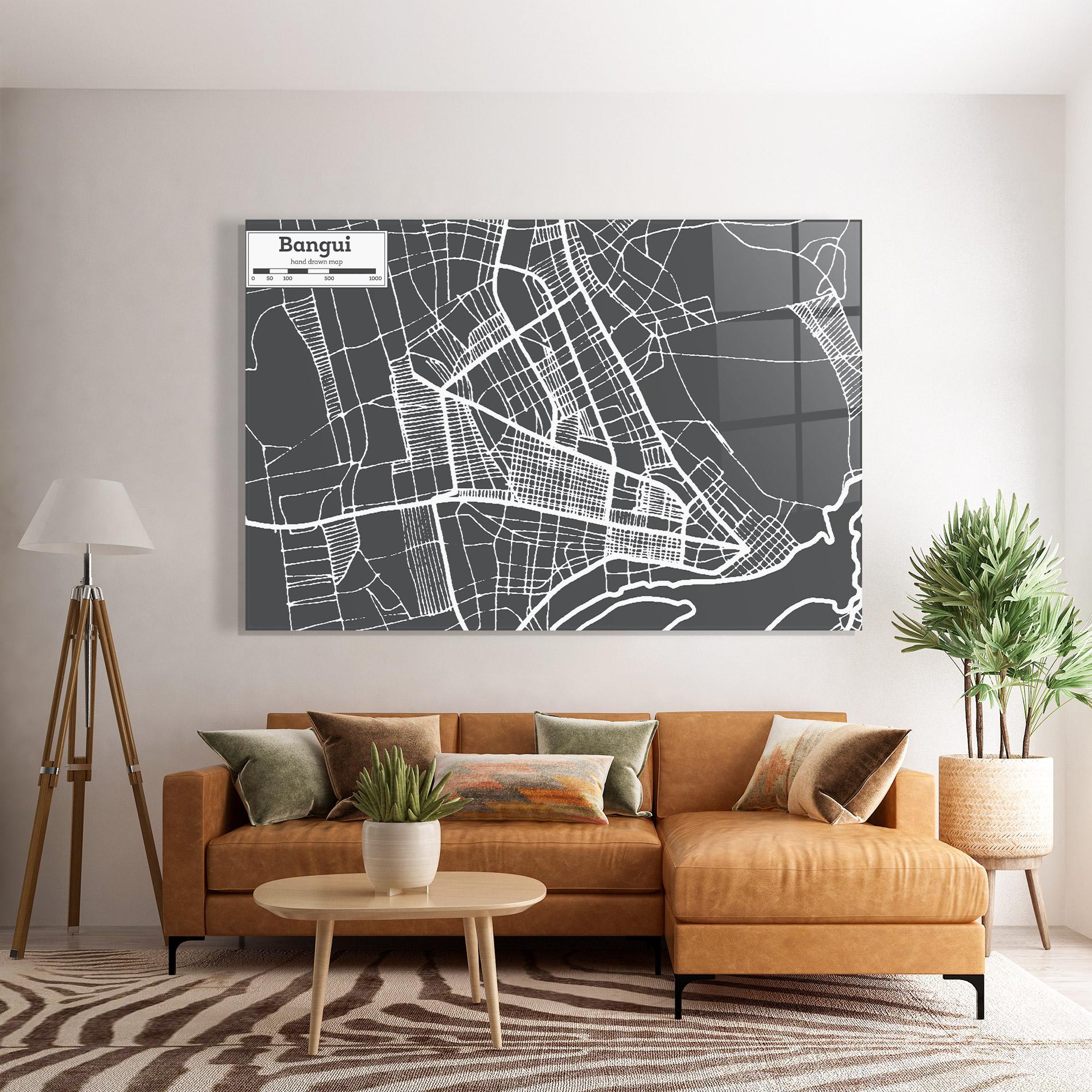 Glasbild Bangui Map mockup 7