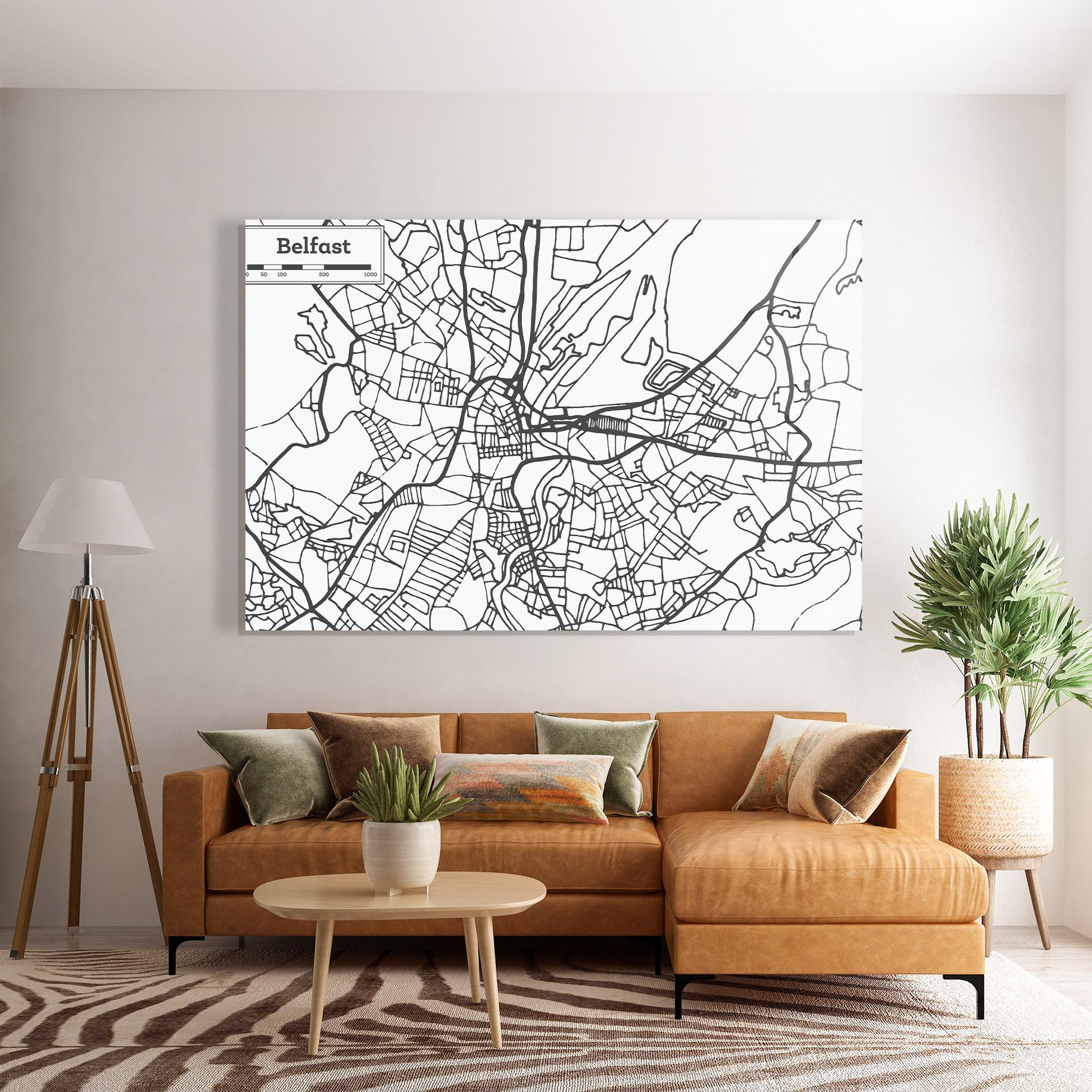 Glasbild Belfast Map mockup 7