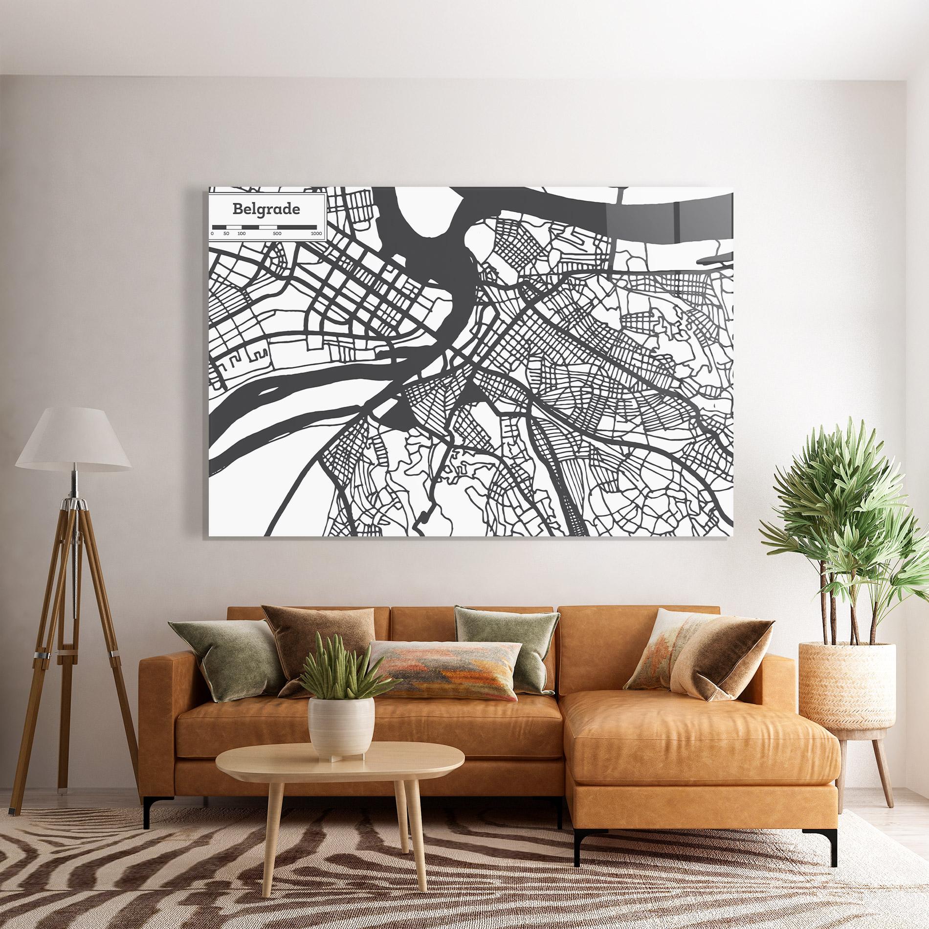 Glasbild Belgrade Map mockup 7