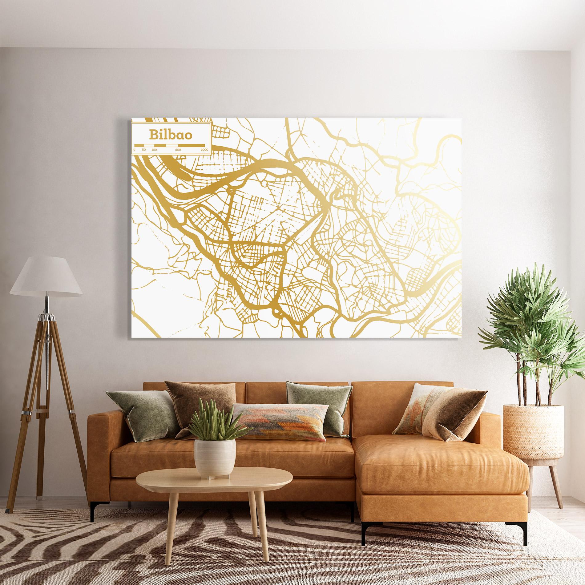 Glasbild Bilbao Gold Map mockup 7