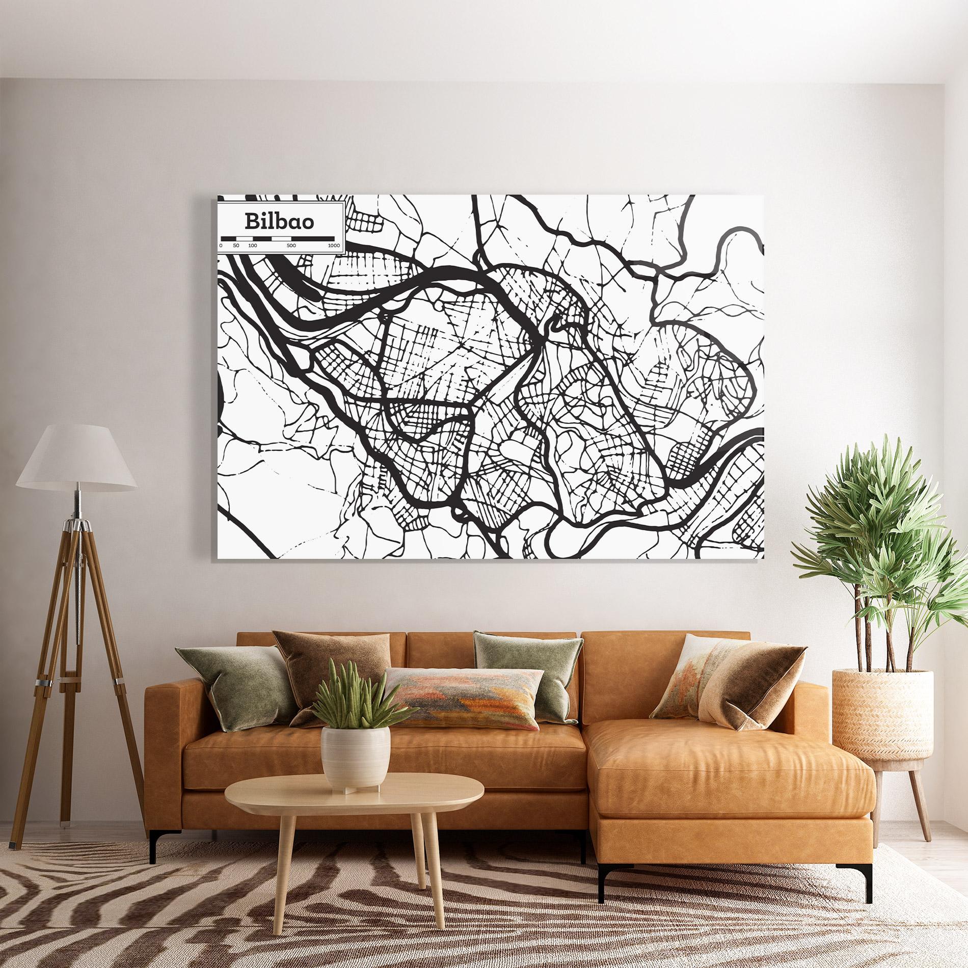 Glasbild Bilbao Map mockup 7