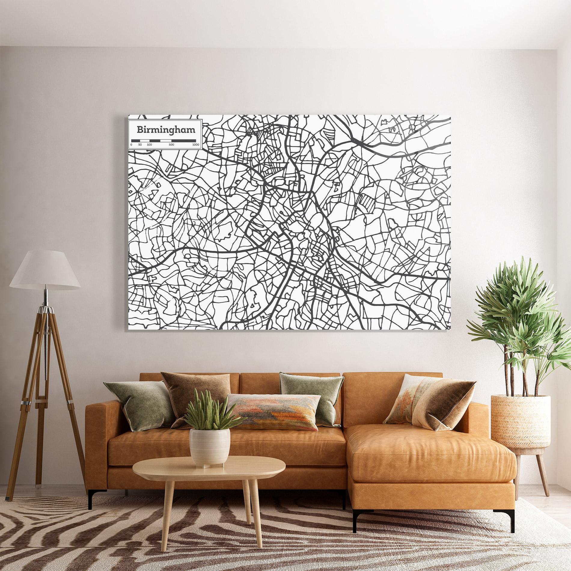 Glasbild Birmingham Map mockup 7