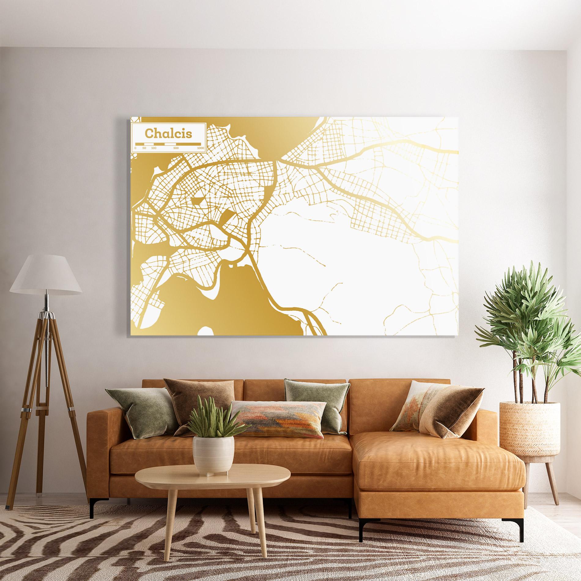 Glasbild Chalcis Gold Map mockup 7