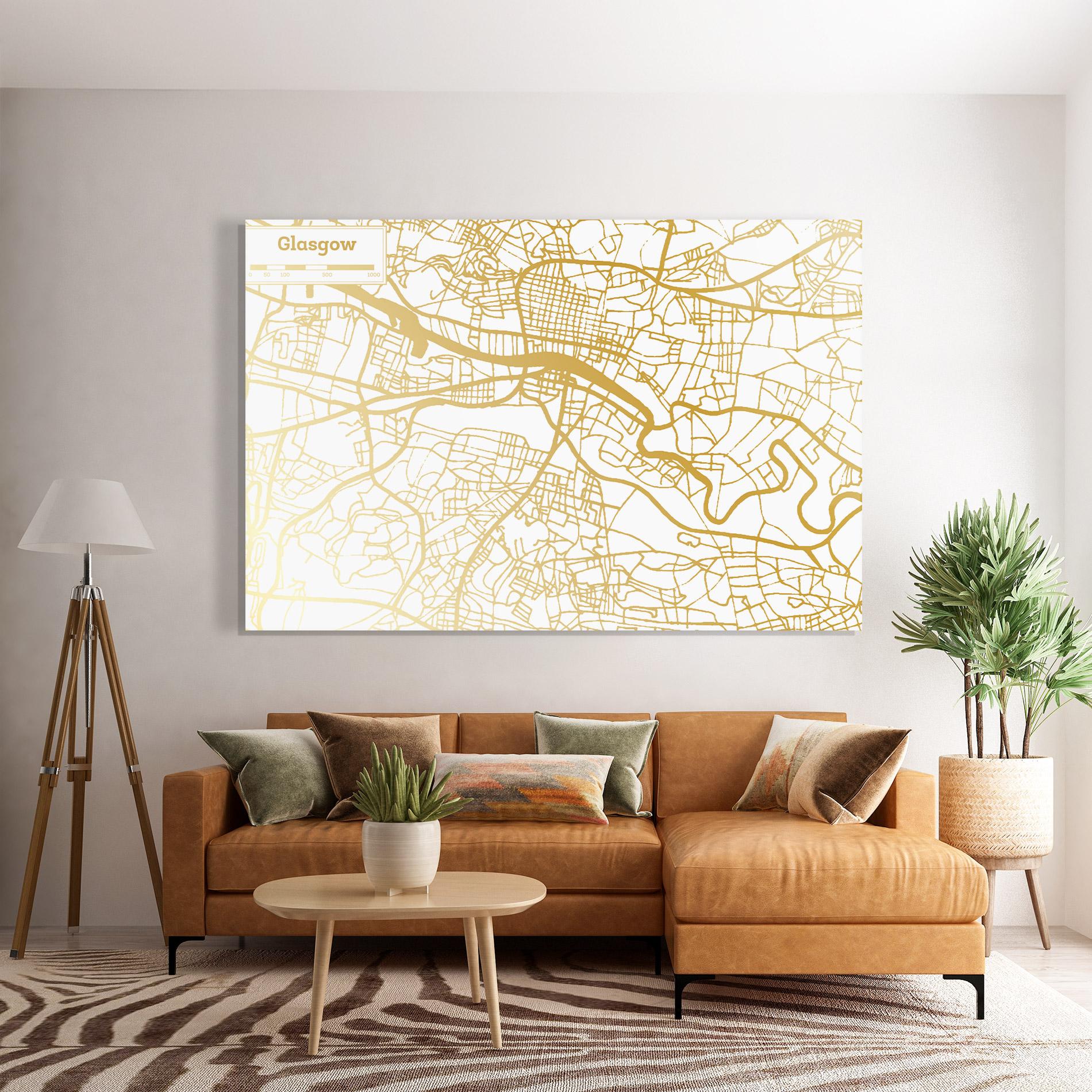 Glasbild Glasgow Gold Map mockup 7