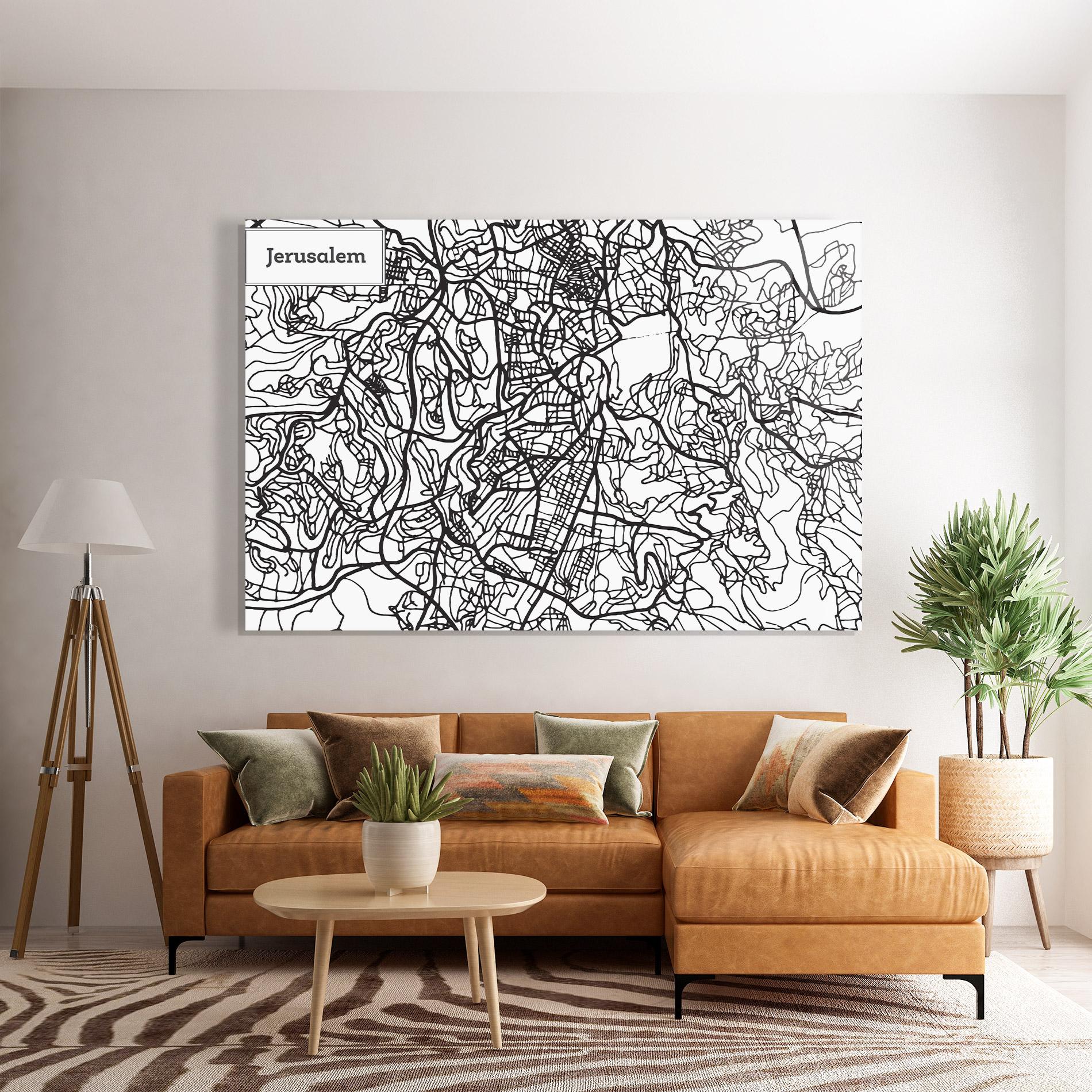 Glasbild Jerusalem Map mockup 7
