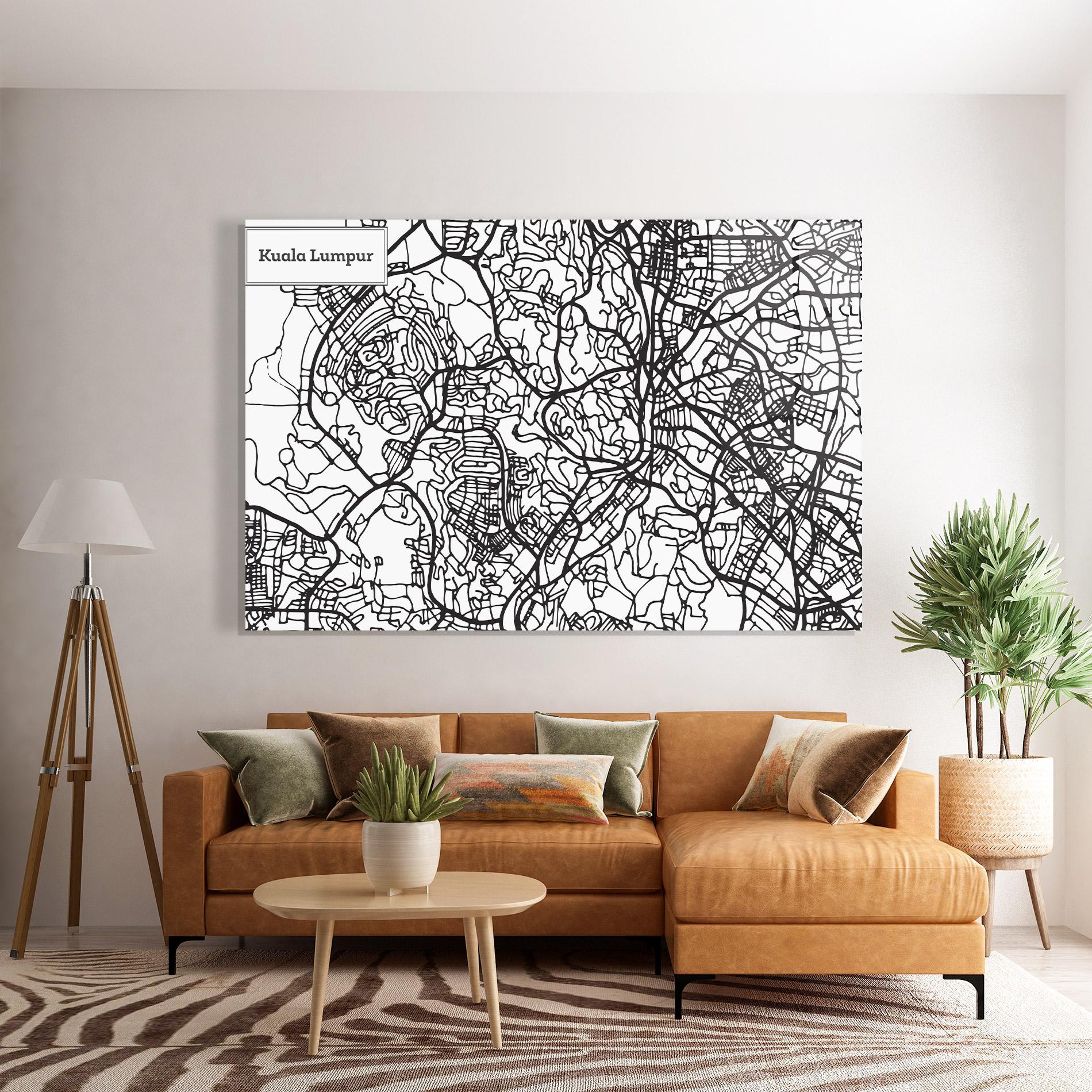 Glasbild Kuala Lumpur Map mockup 7
