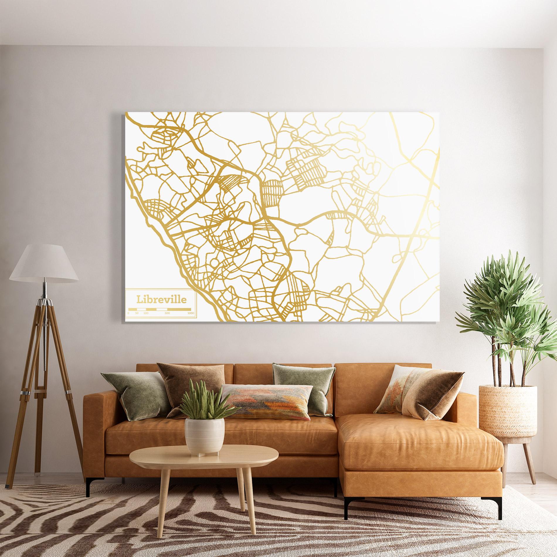Glasbild Libreville Gold Map mockup 7