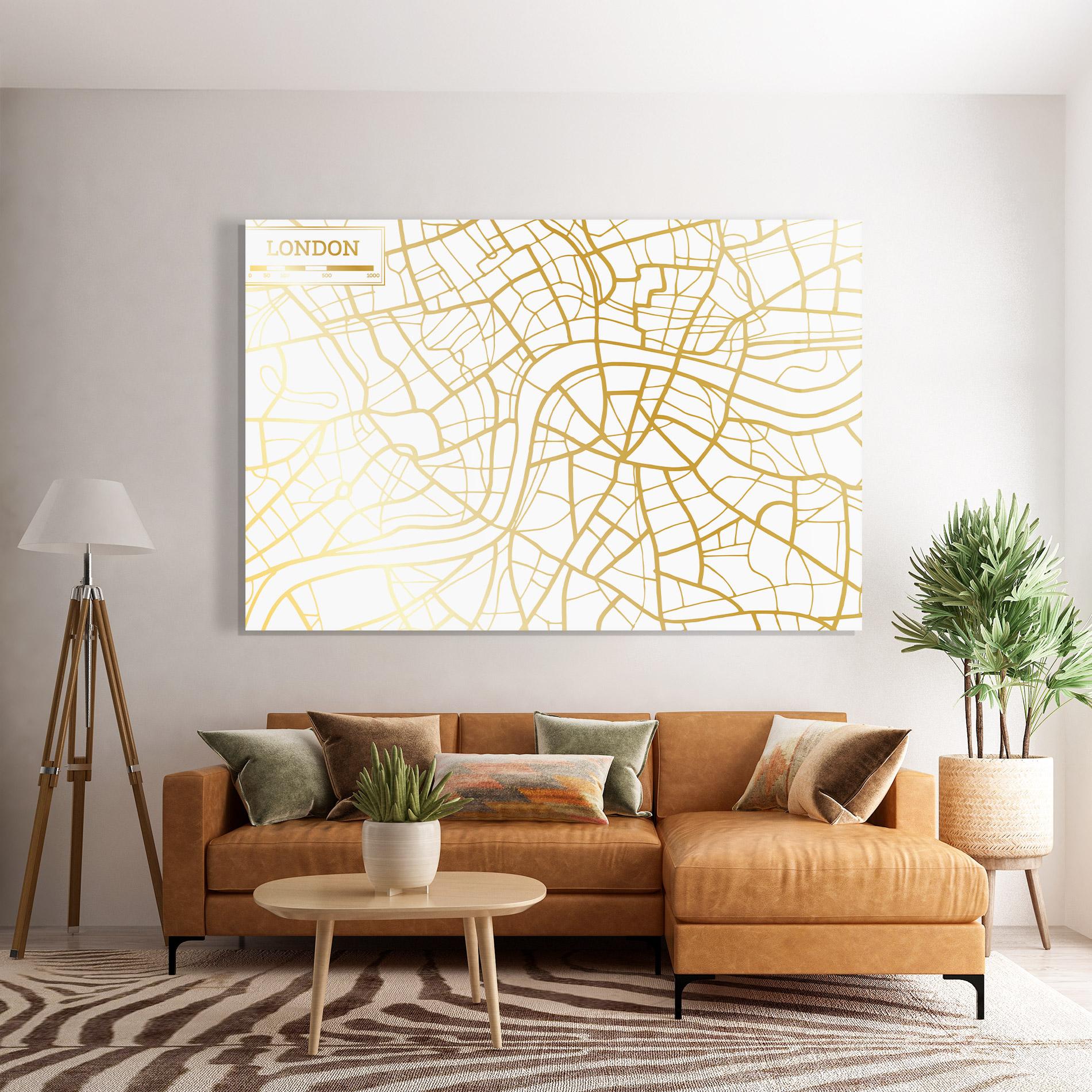 Glasbild London Gold Map mockup 7