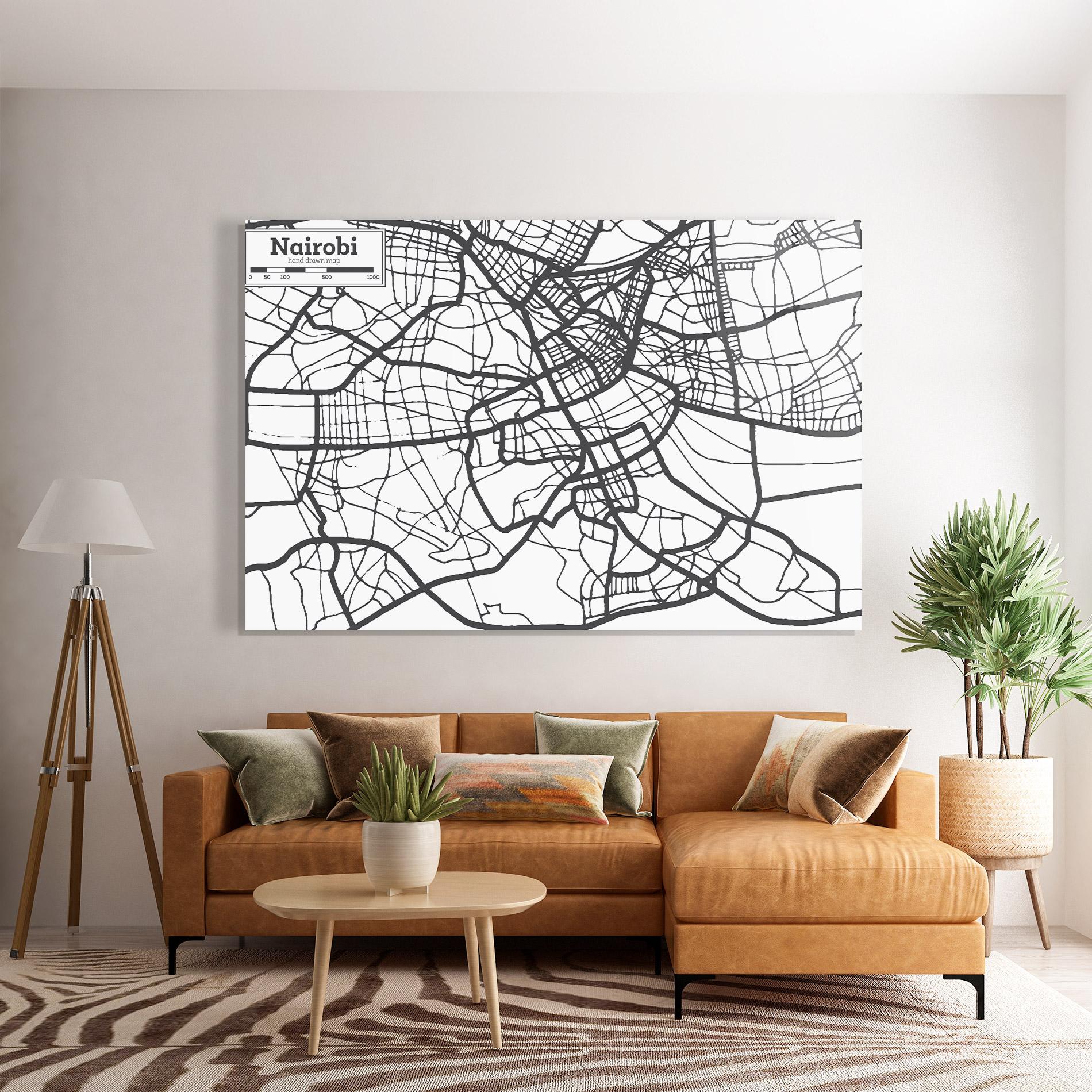 Glasbild Nairobi Map mockup 7