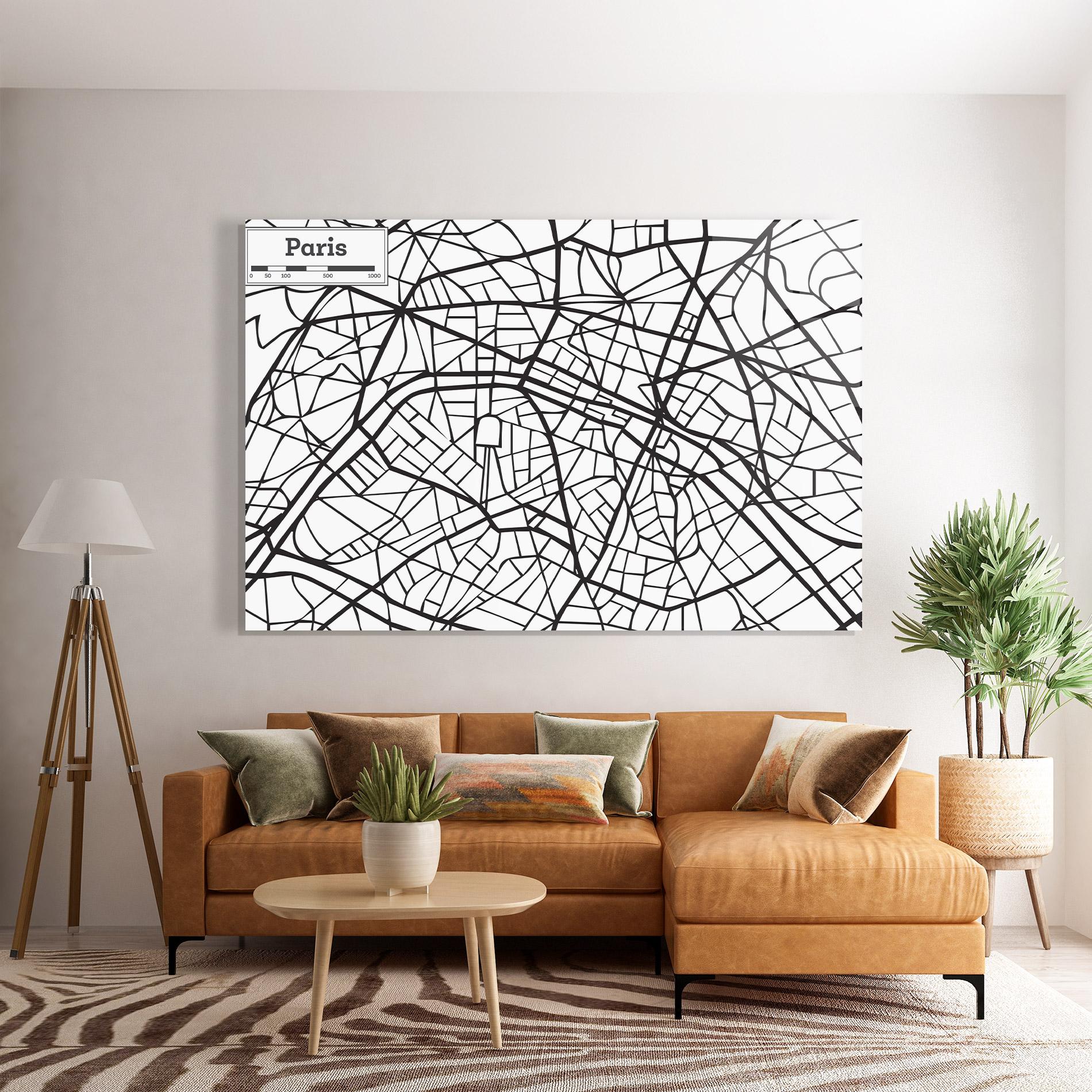 Glasbild Paris Map mockup 7