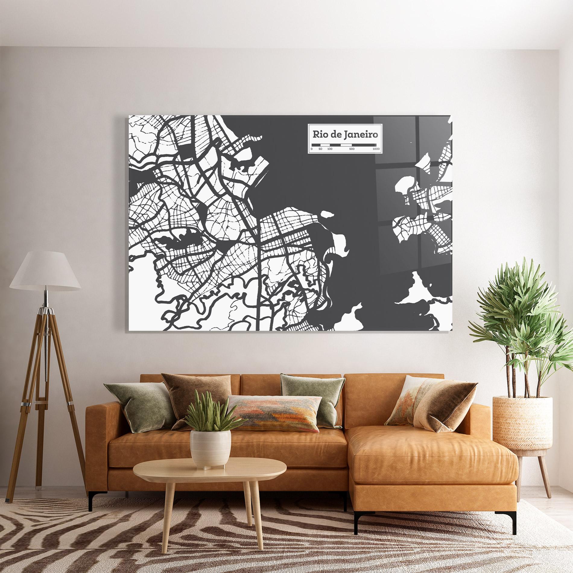 Glasbild Rio De Janeiro Map mockup 7