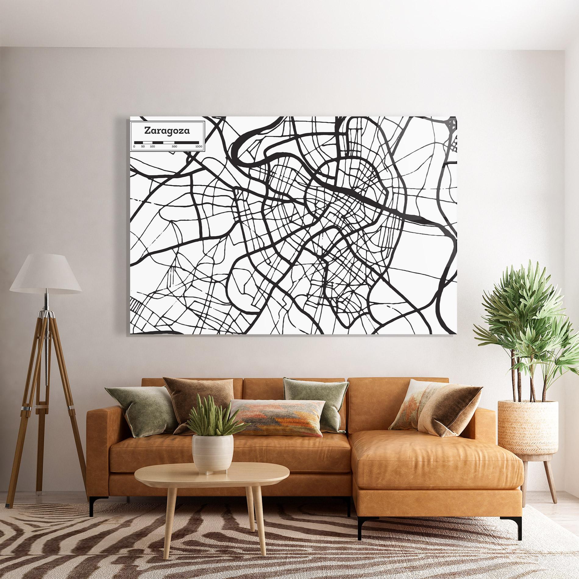 Glasbild Zaragoza City Map mockup 7
