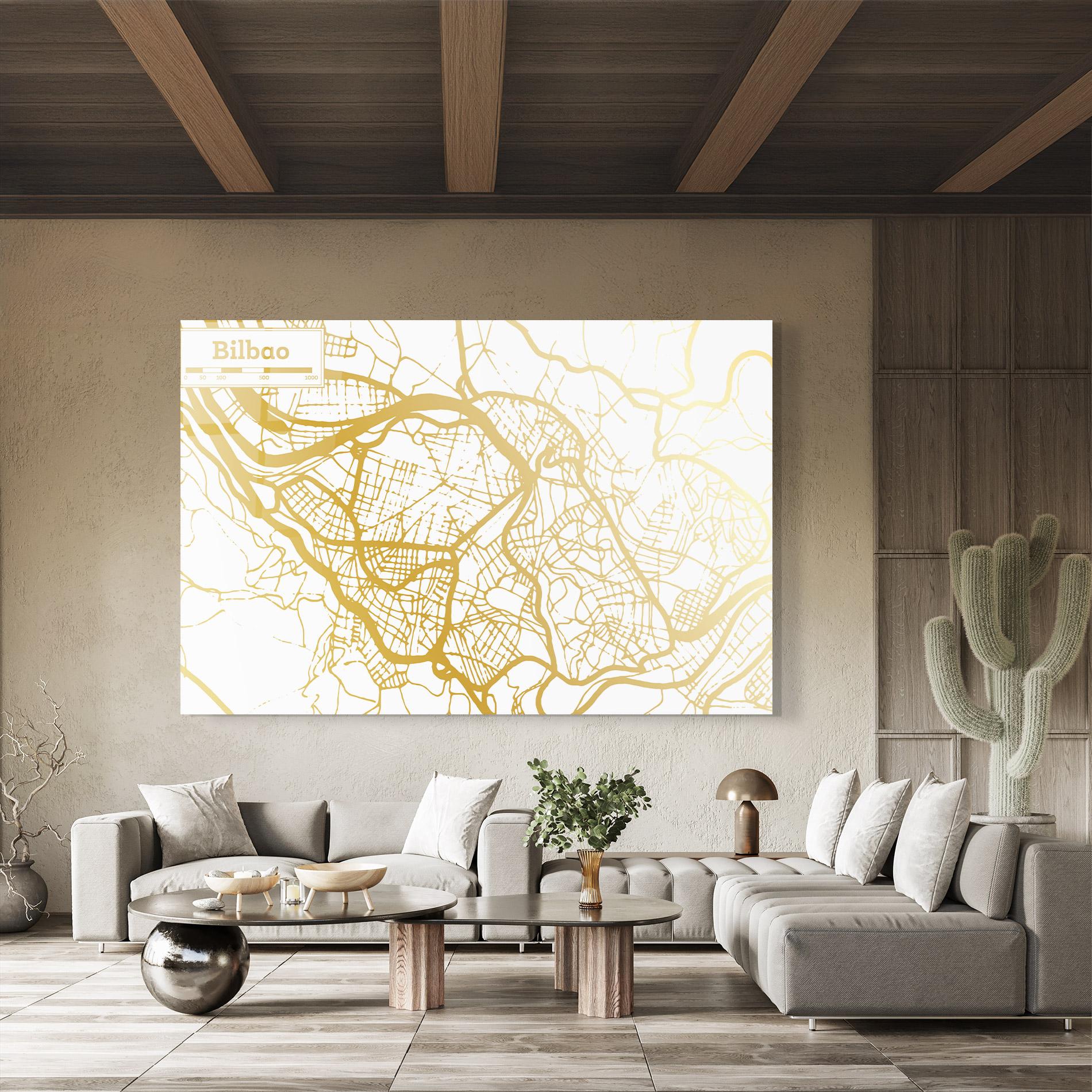 Glasbild Bilbao Gold Map mockup 8